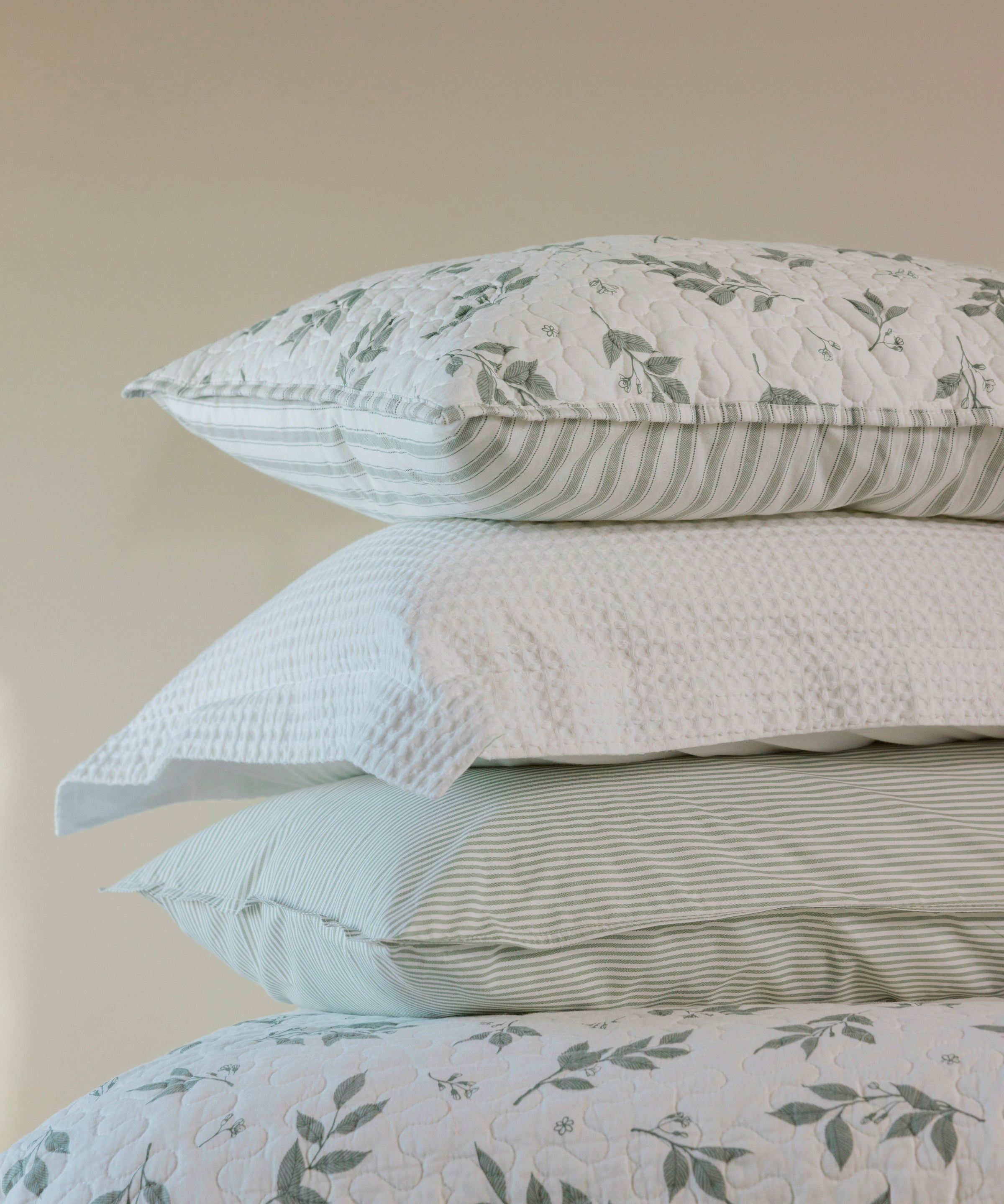 Purity Organic Cotton Standard Pillowcase Set | Green Stripe-4