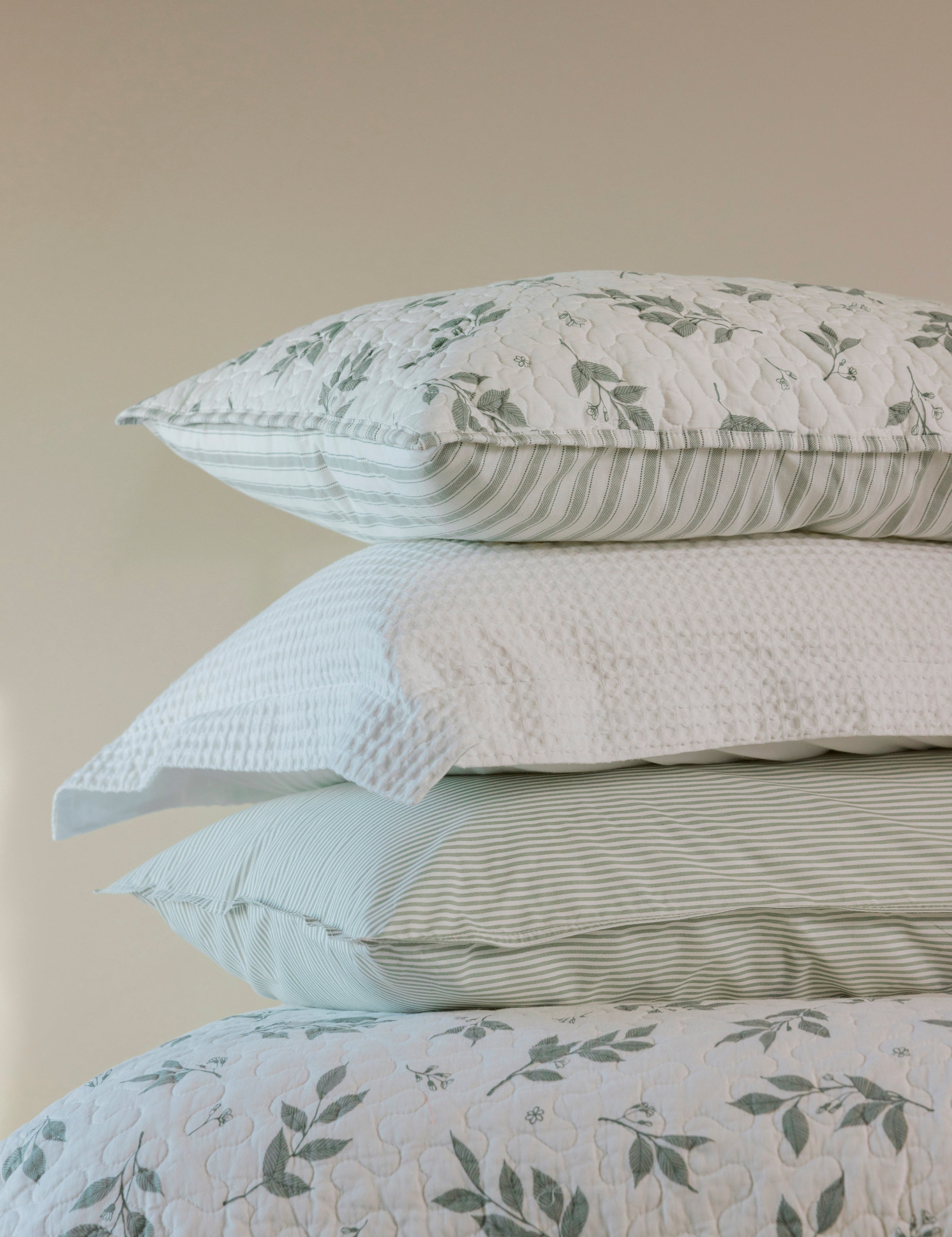 Purity Organic Cotton Standard Pillowcase Set | Green Stripe-4