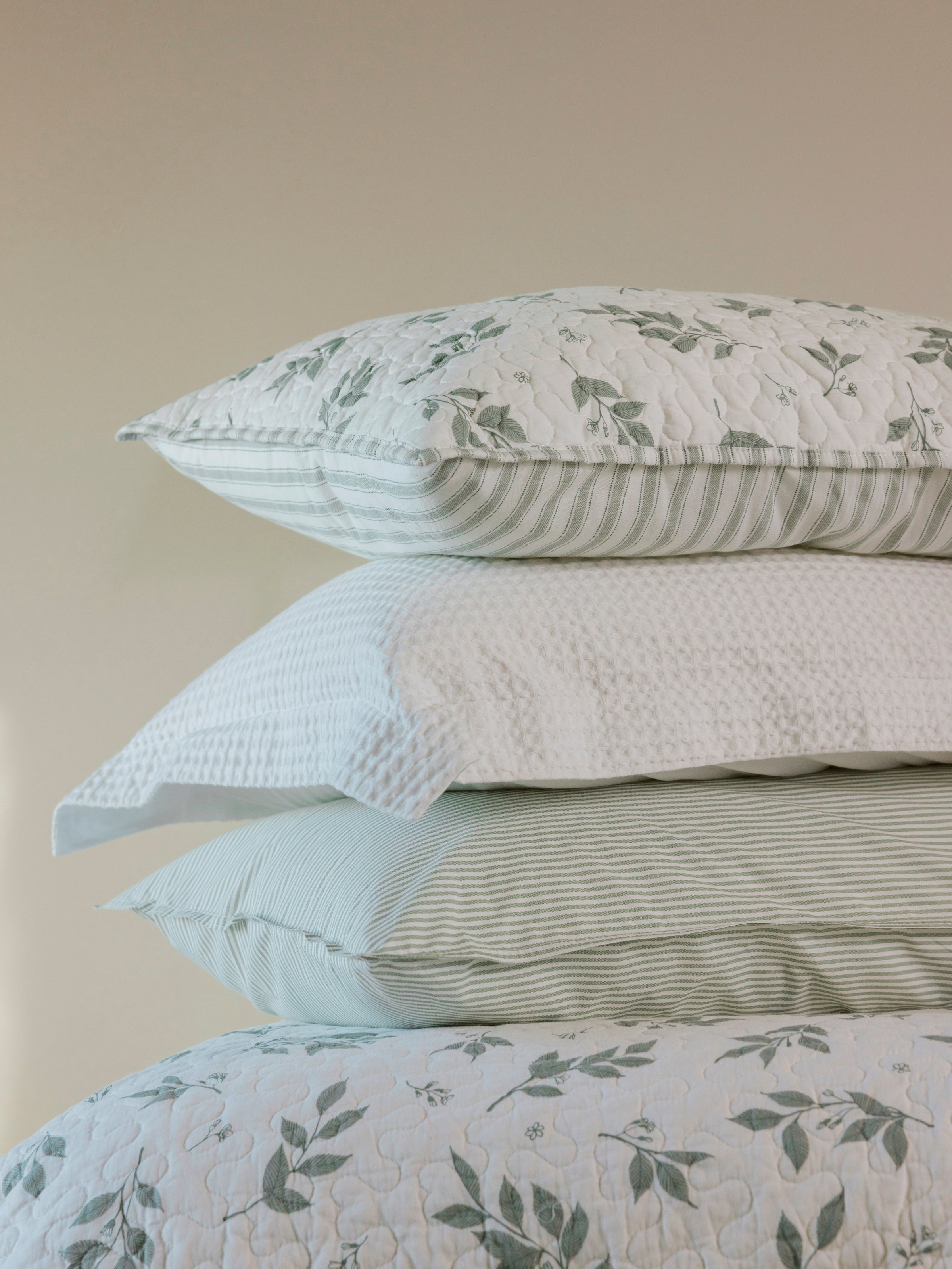 Purity Organic Cotton Standard Pillowcase Set | Green Stripe-4