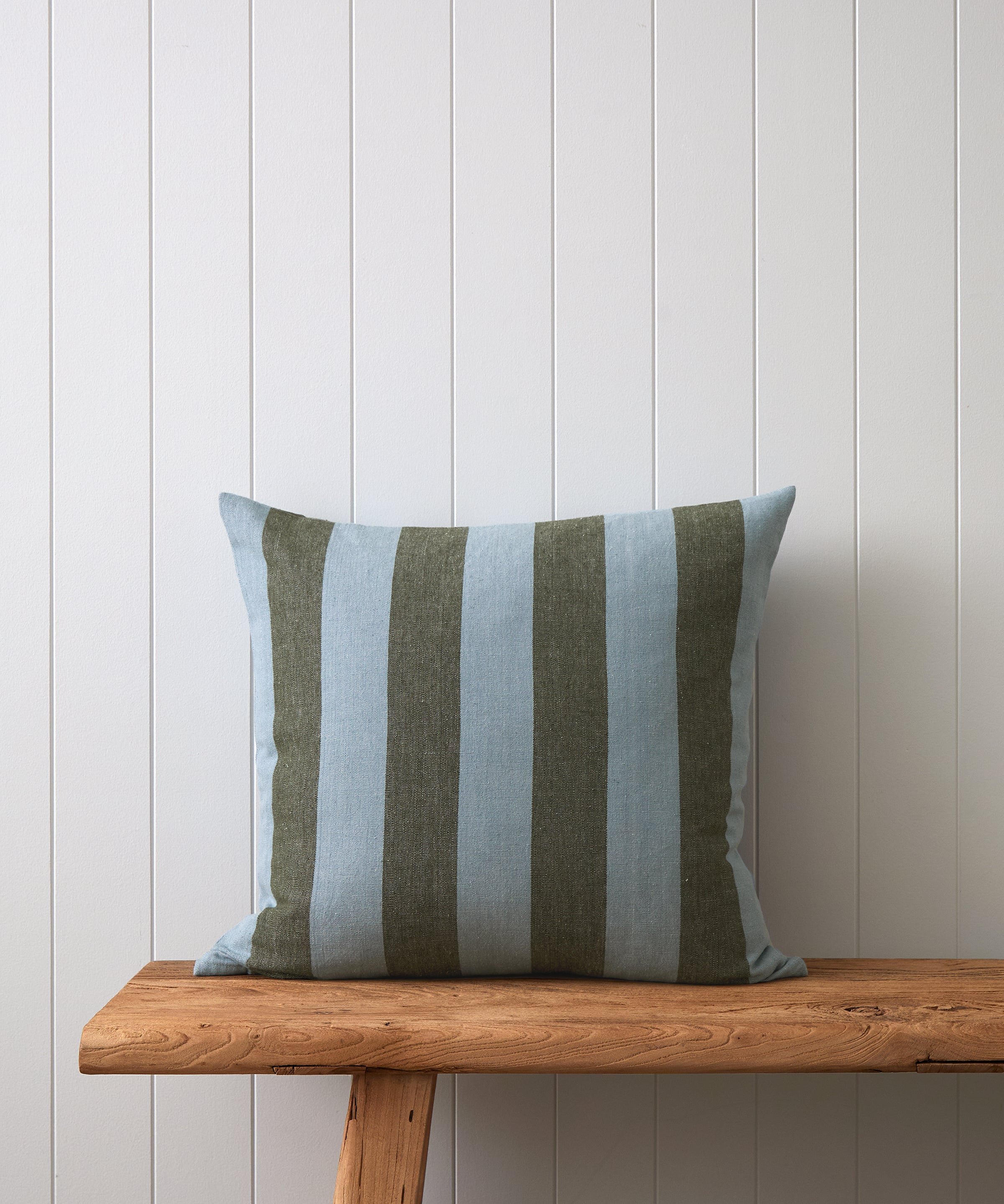 Raya Large Square Cushion Cover | Green Stripe-1
