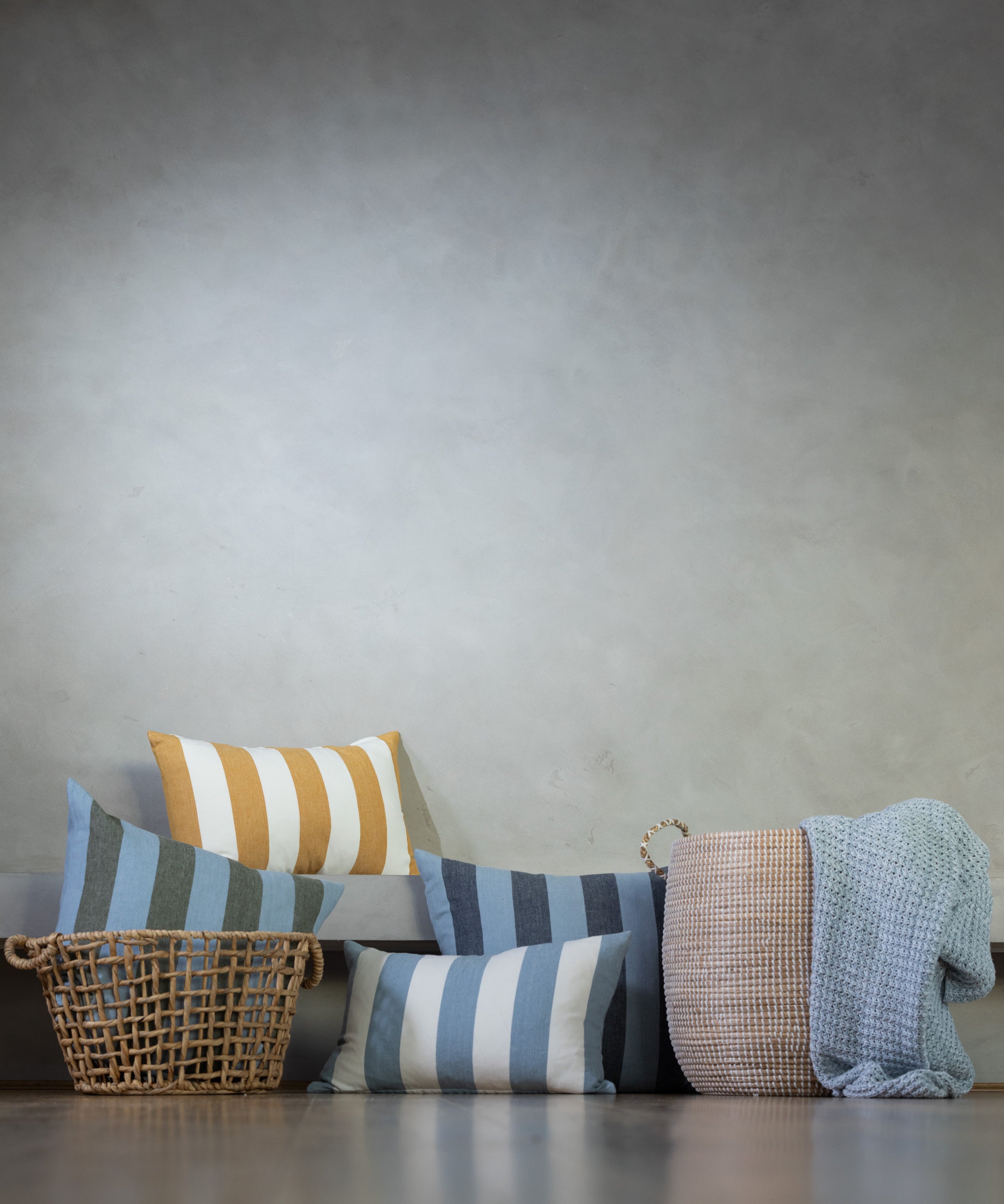 Raya Rectangle Cushion Cover | Blue Stripe-2