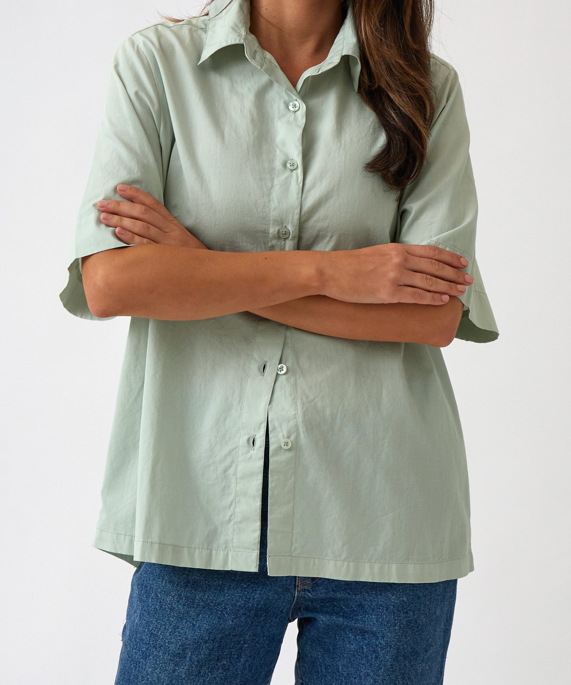 Rhodes Poplin Shirt | Green-1