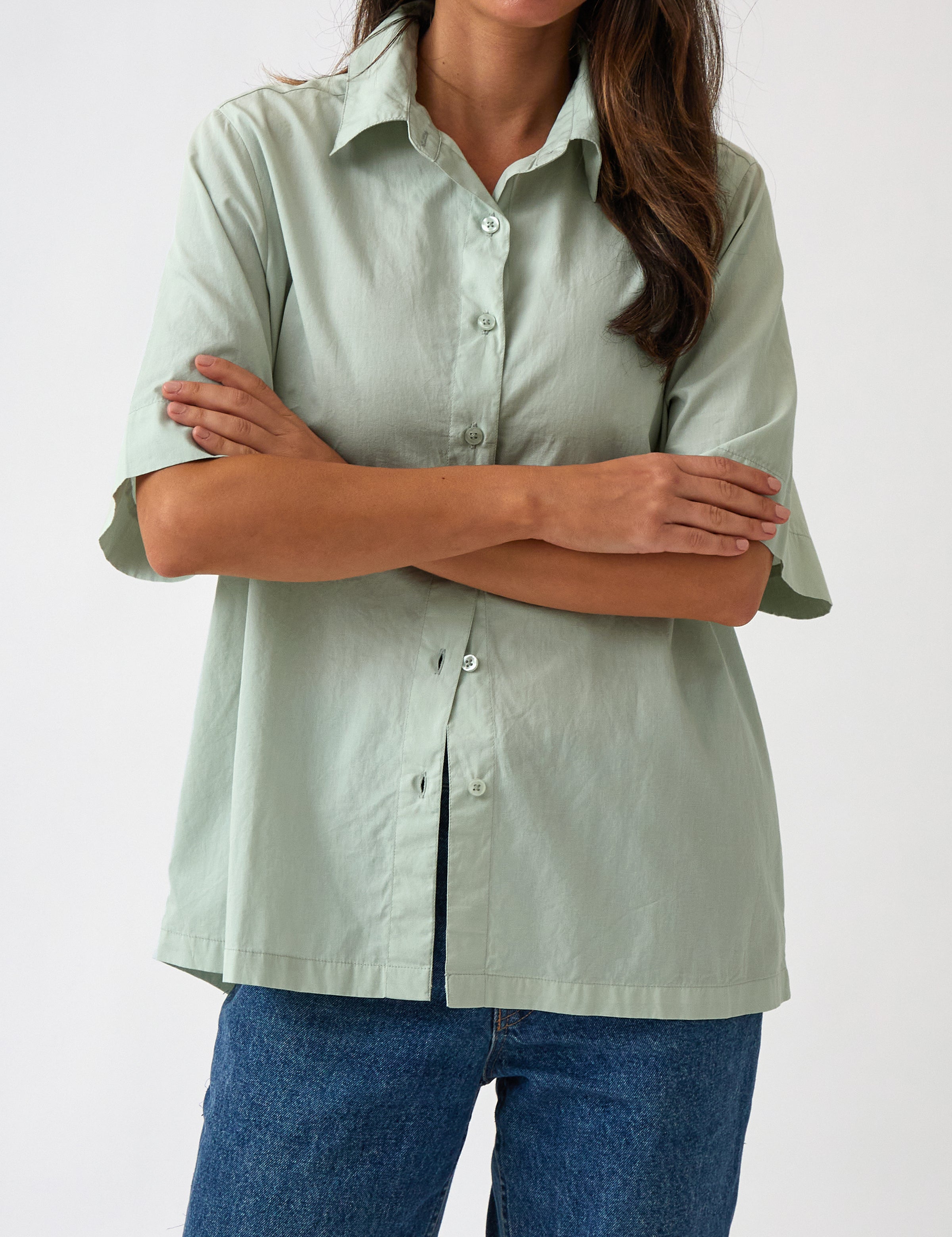 Rhodes Poplin Shirt | Green-1