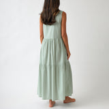 Rhodes Poplin Tier Dress | Green-4