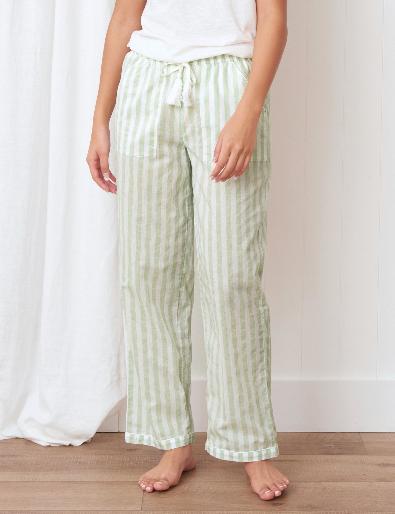 Riley PJ Pants | Green Stripe-1