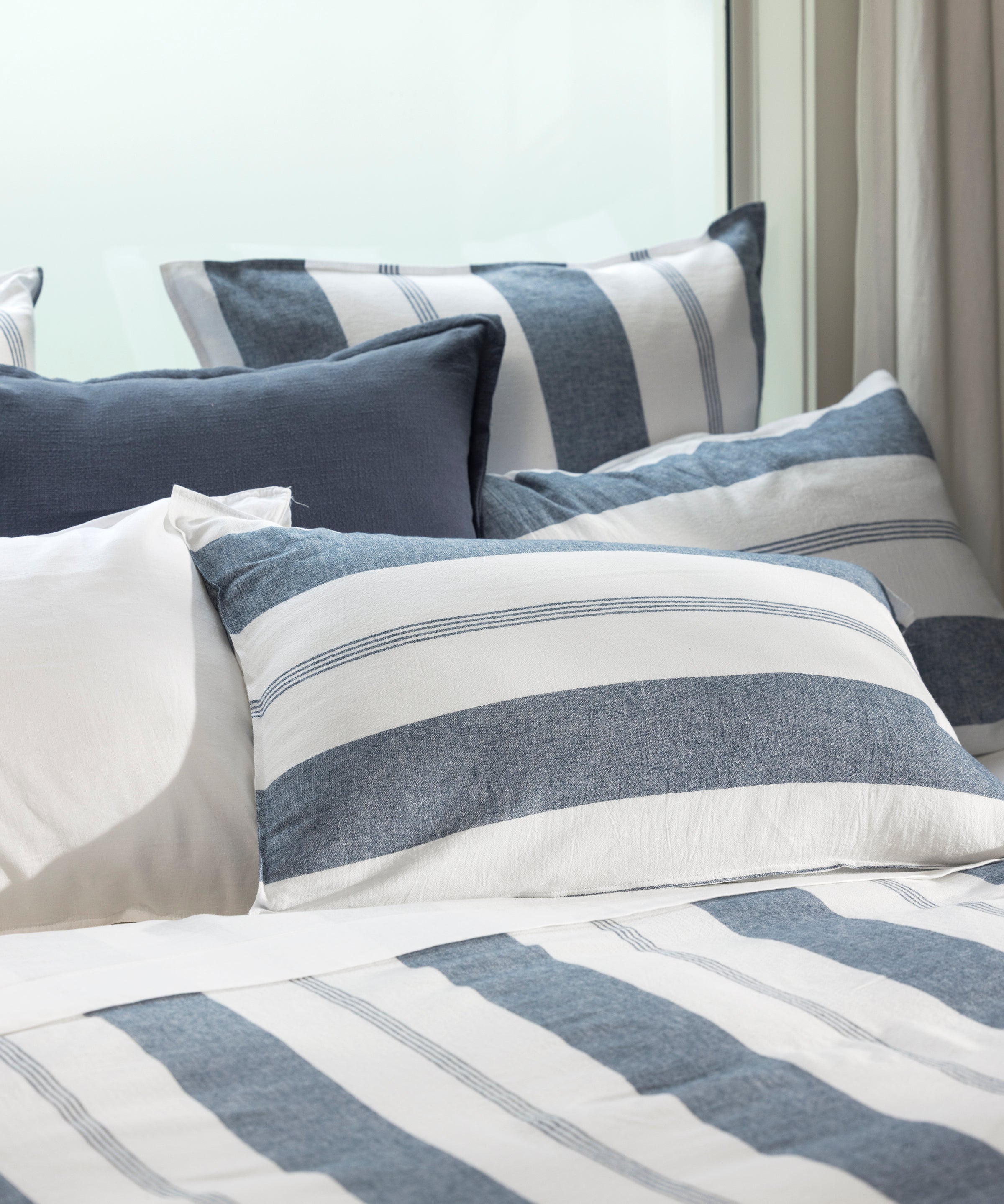 Riverton European Pillowcase | Blue Stripe-2