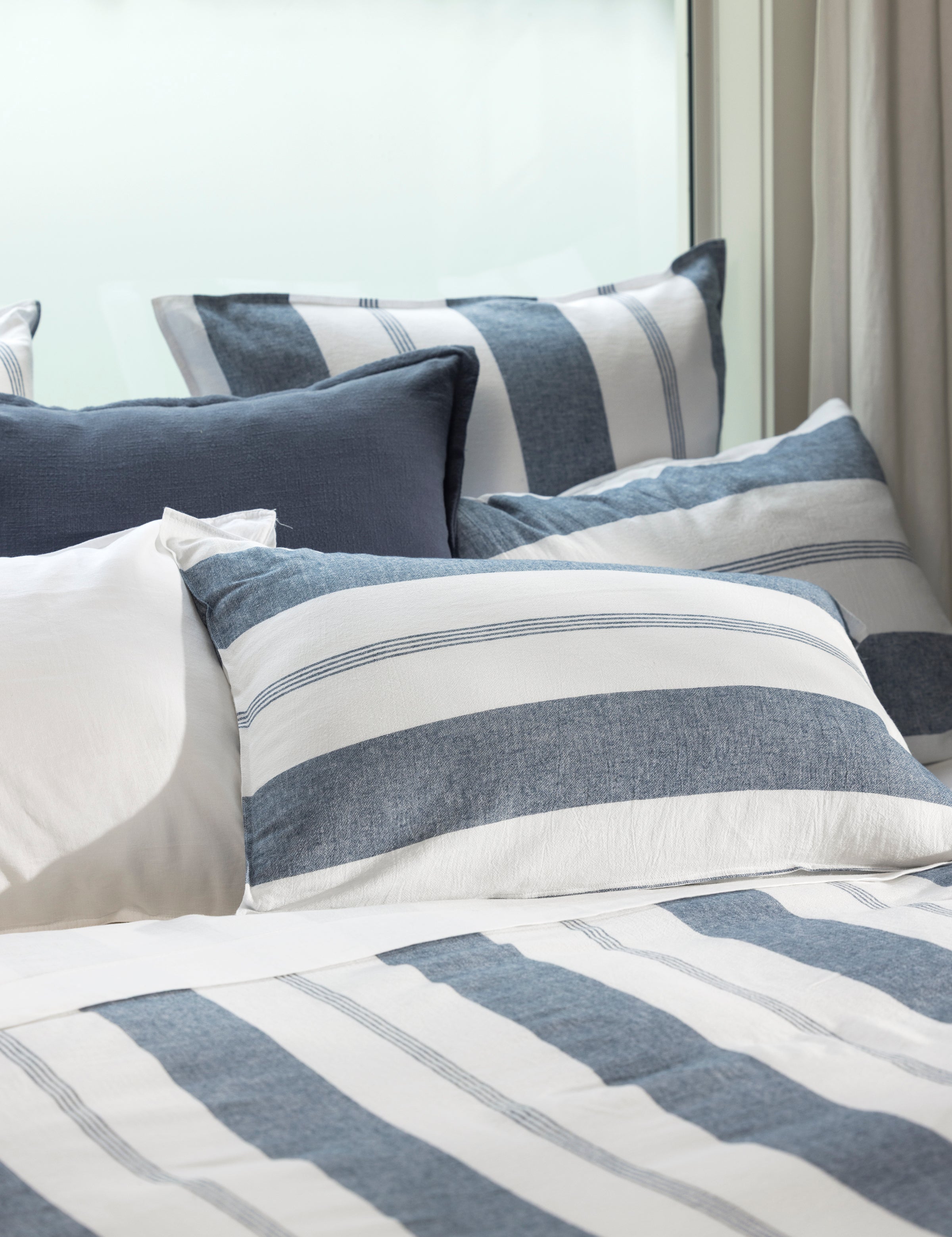 Riverton Standard Pillowcase Set | Blue Stripe-2
