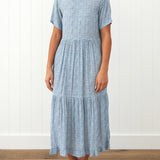 Riviera Rayon Tier Dress | Blue Gingham-1