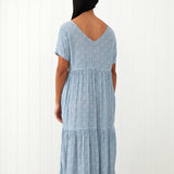 Riviera Rayon Tier Dress | Blue Gingham-4