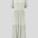 Riviera Rayon Tier Dress | Green Floral-2