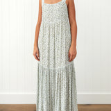 Riviera Wide Strap Rayon Dress | Green Floral-1