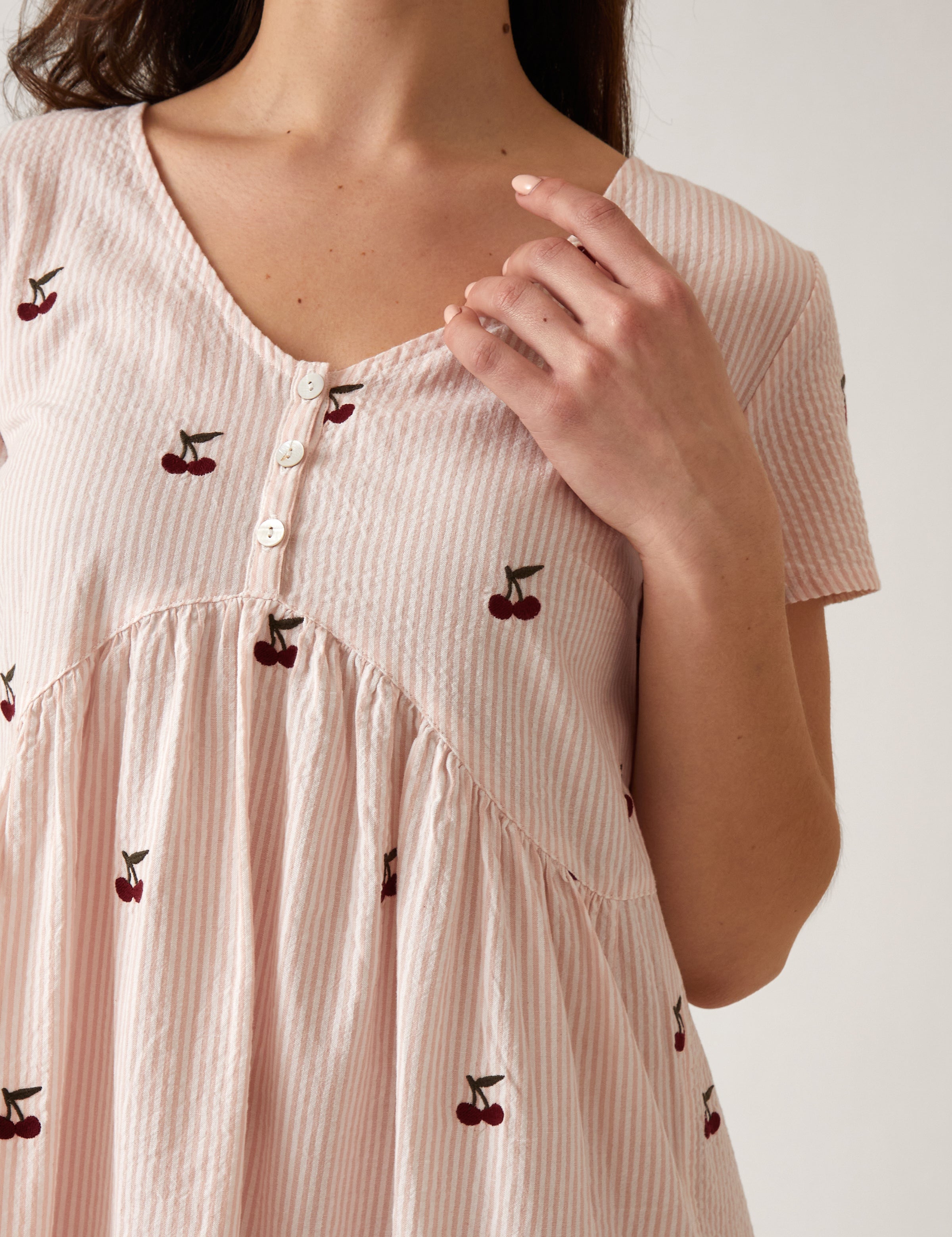 Rosa Empress Nightie | Pink Stripe-2