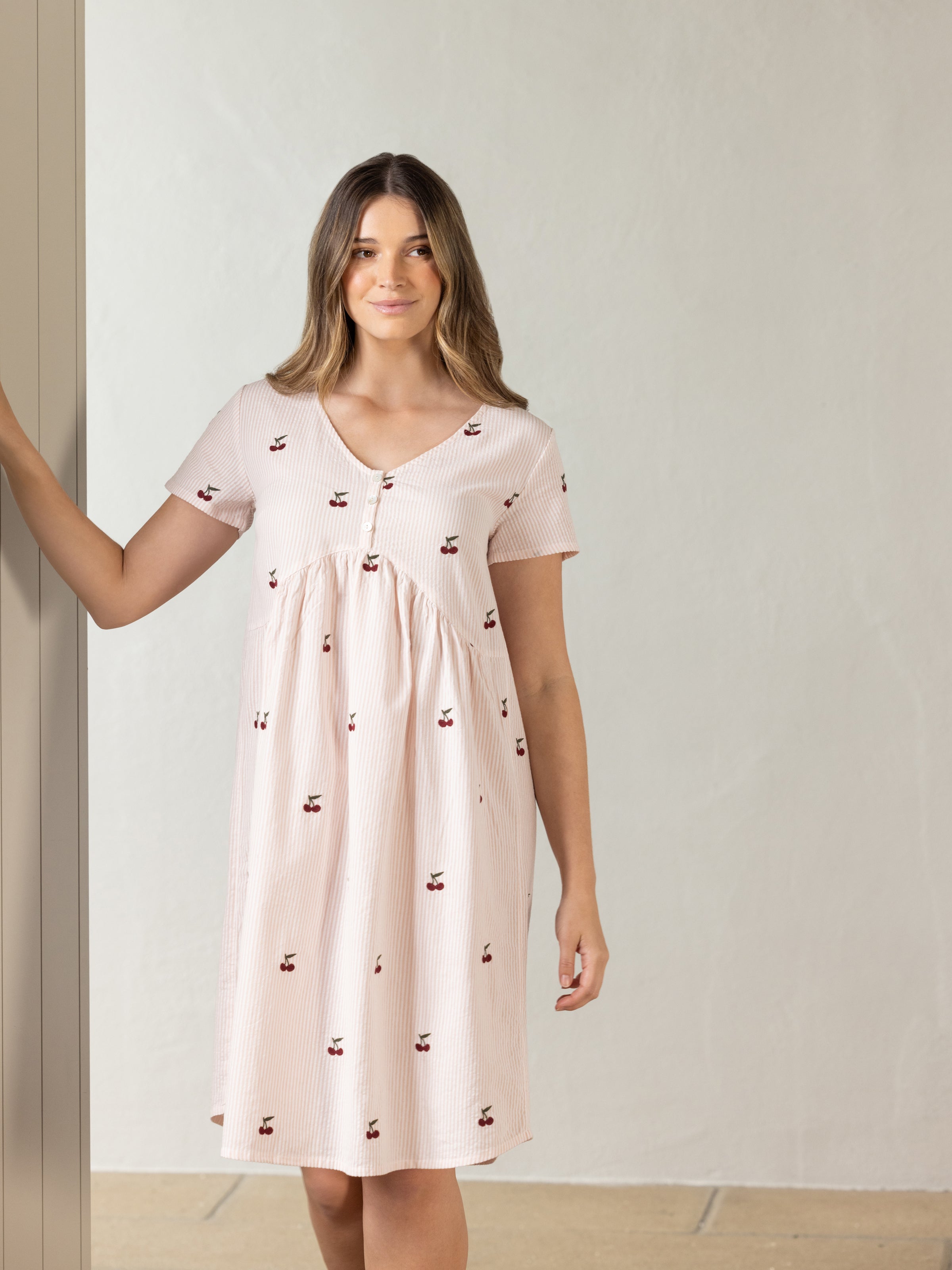 Rosa Empress Nightie | Pink Stripe-3