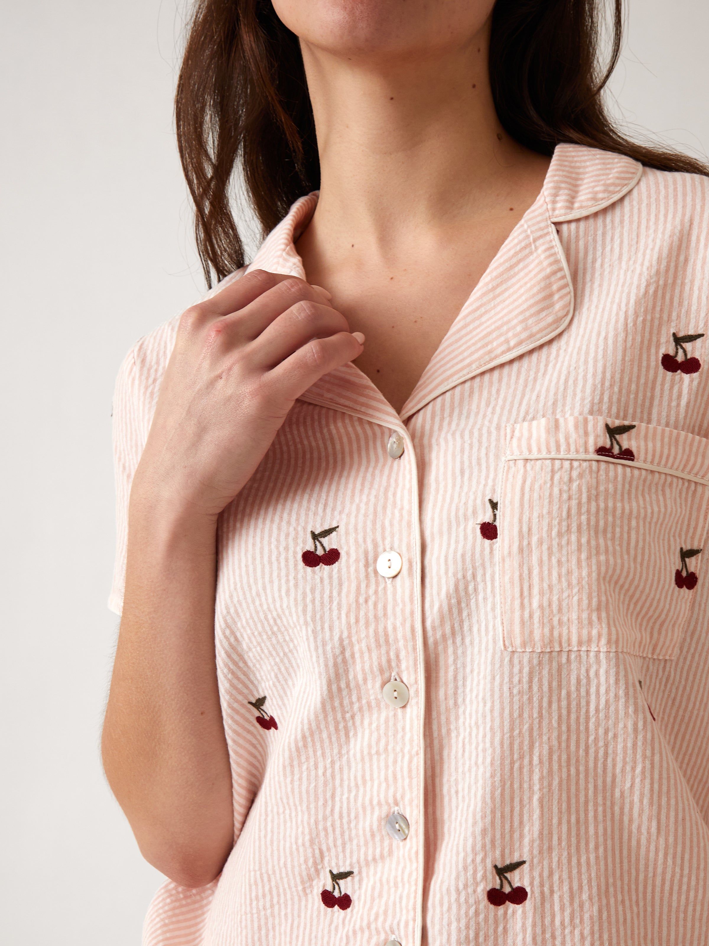 Rosa PJ Shirt | Pink Stripe-2