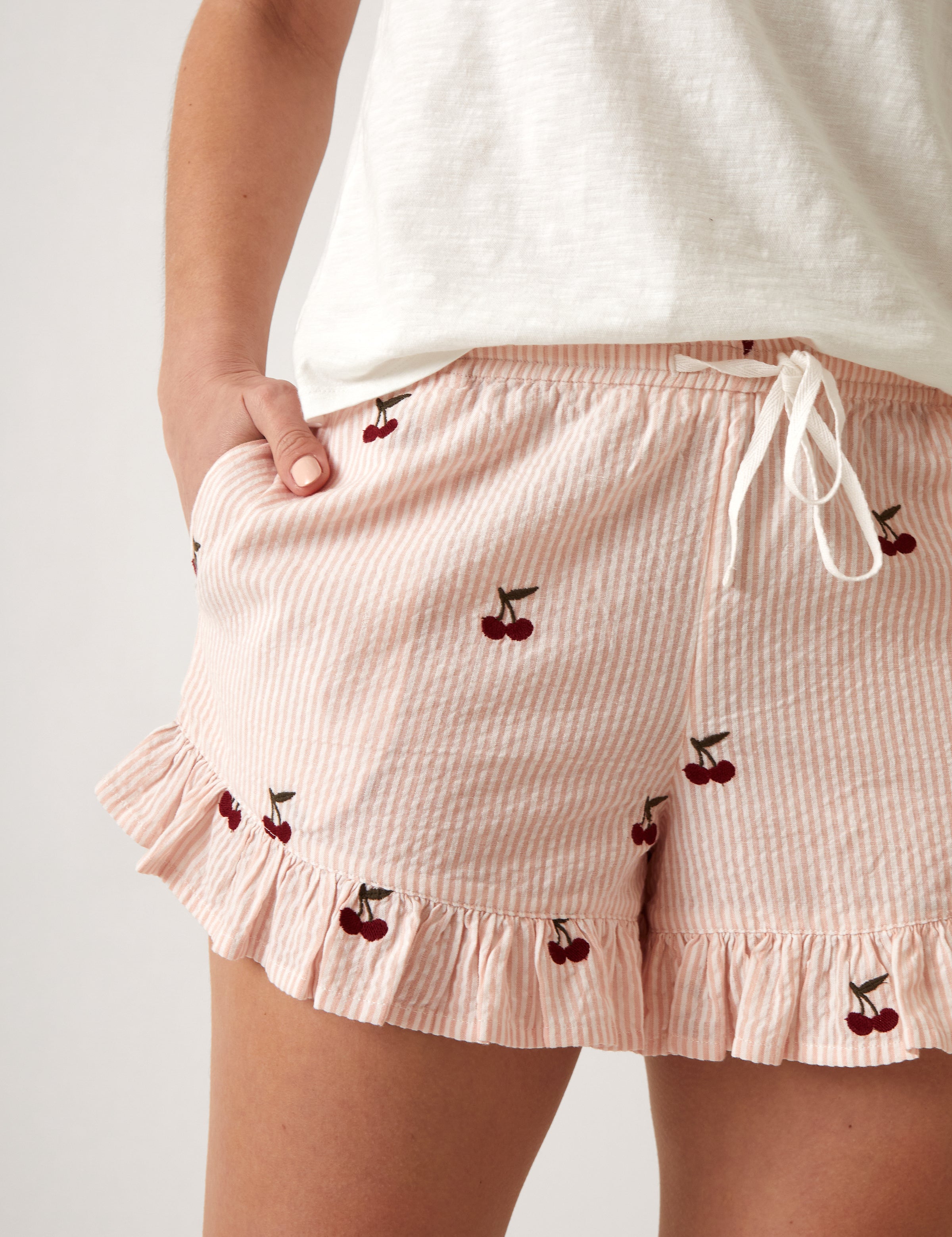 Rosa Sleep Shorts | Pink Stripe-2