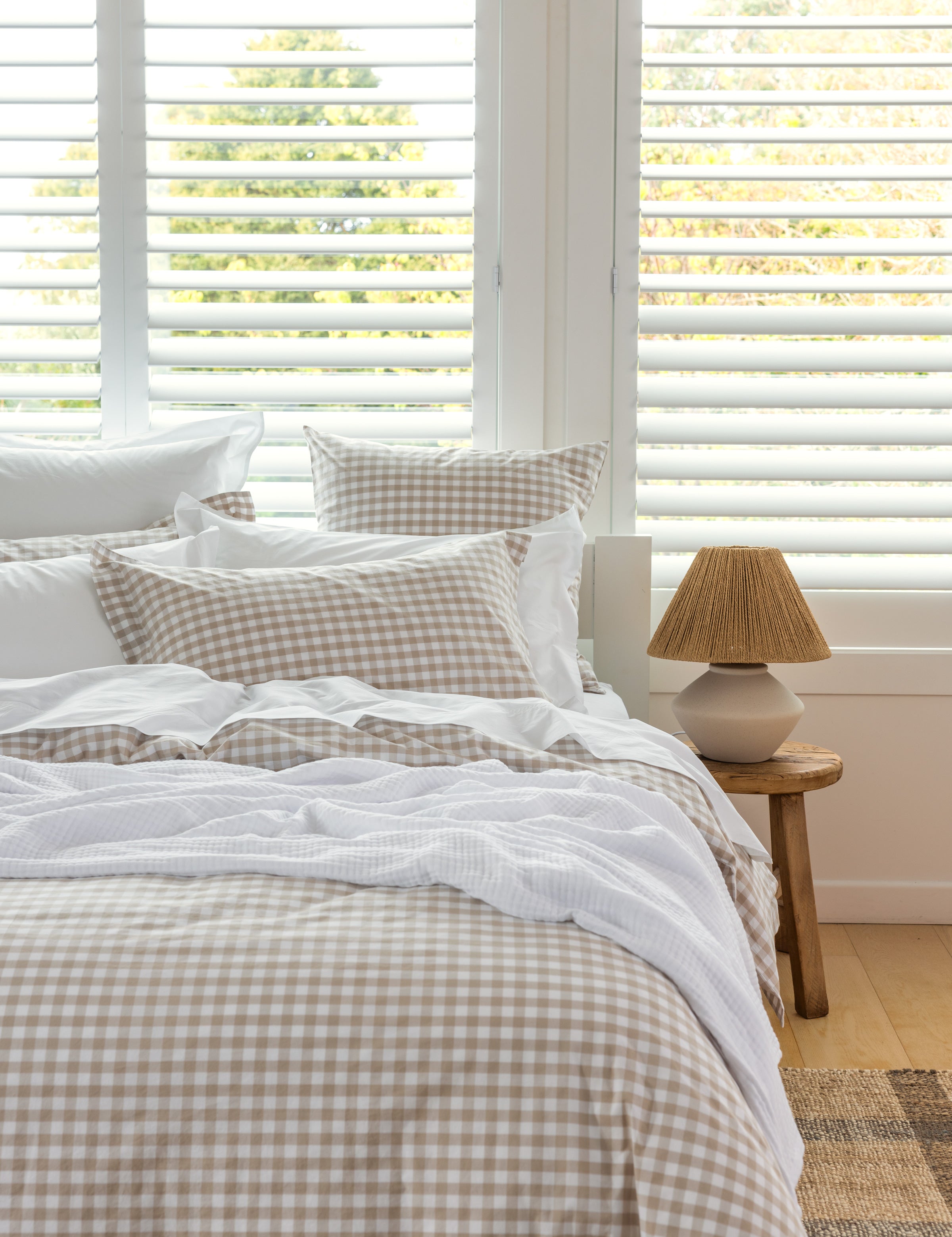 Sandstone European Pillowcase | Natural Gingham-2
