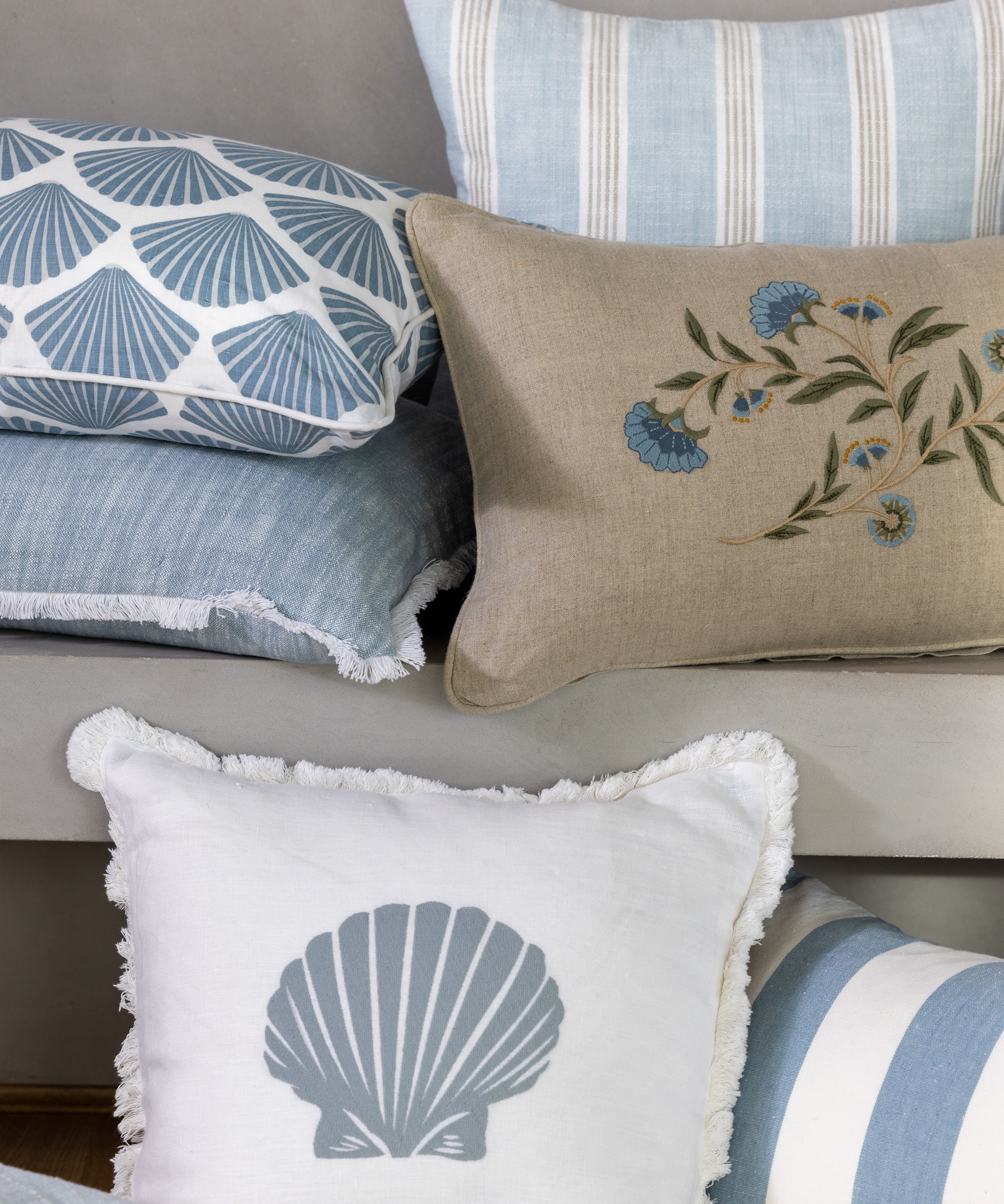 Seashell Rectangle Cushion Cover | Blue-2