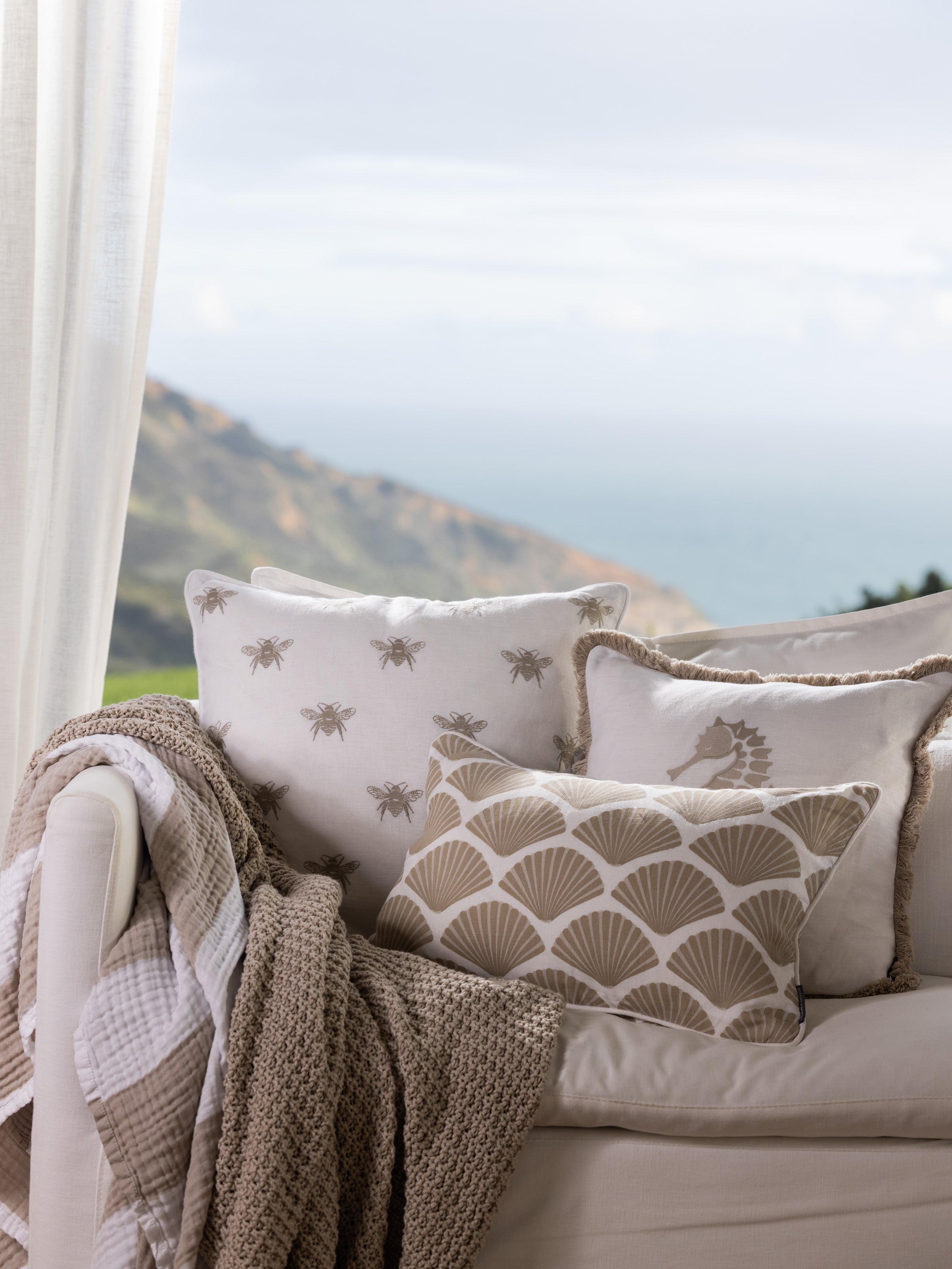 Seashell Rectangle Cushion Cover | Natural-2