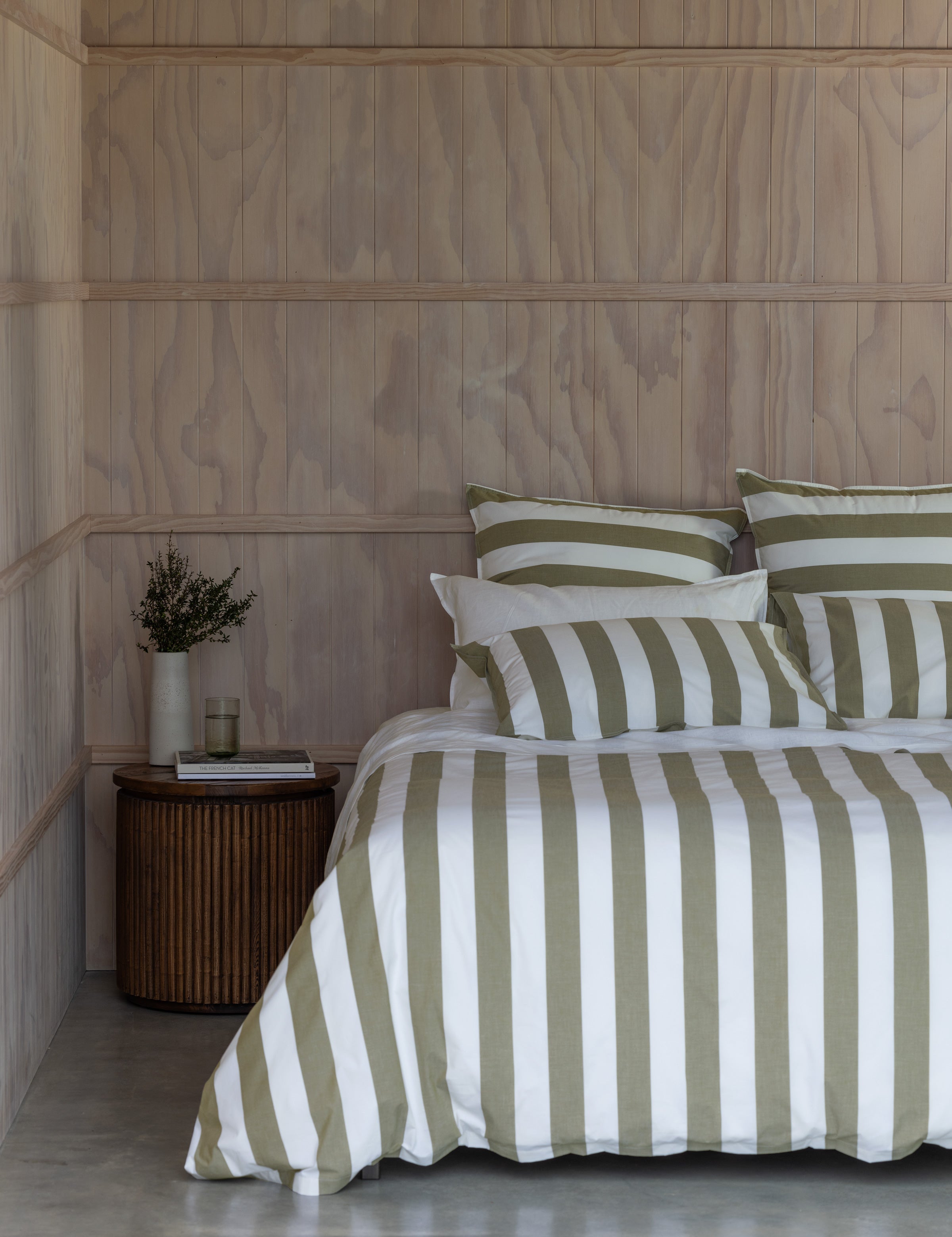 Sherwood Duvet Cover Set | Olive Stripe-5