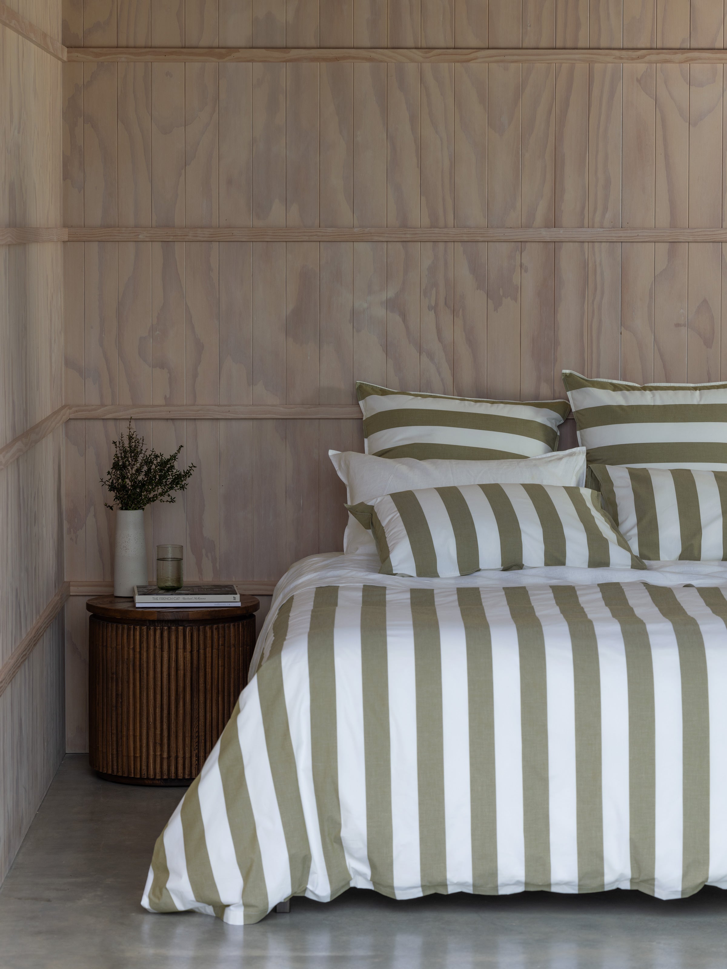 Sherwood Duvet Cover Set | Olive Stripe-5