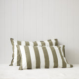 Sherwood Standard Pillowcase Set | Olive Stripe-1
