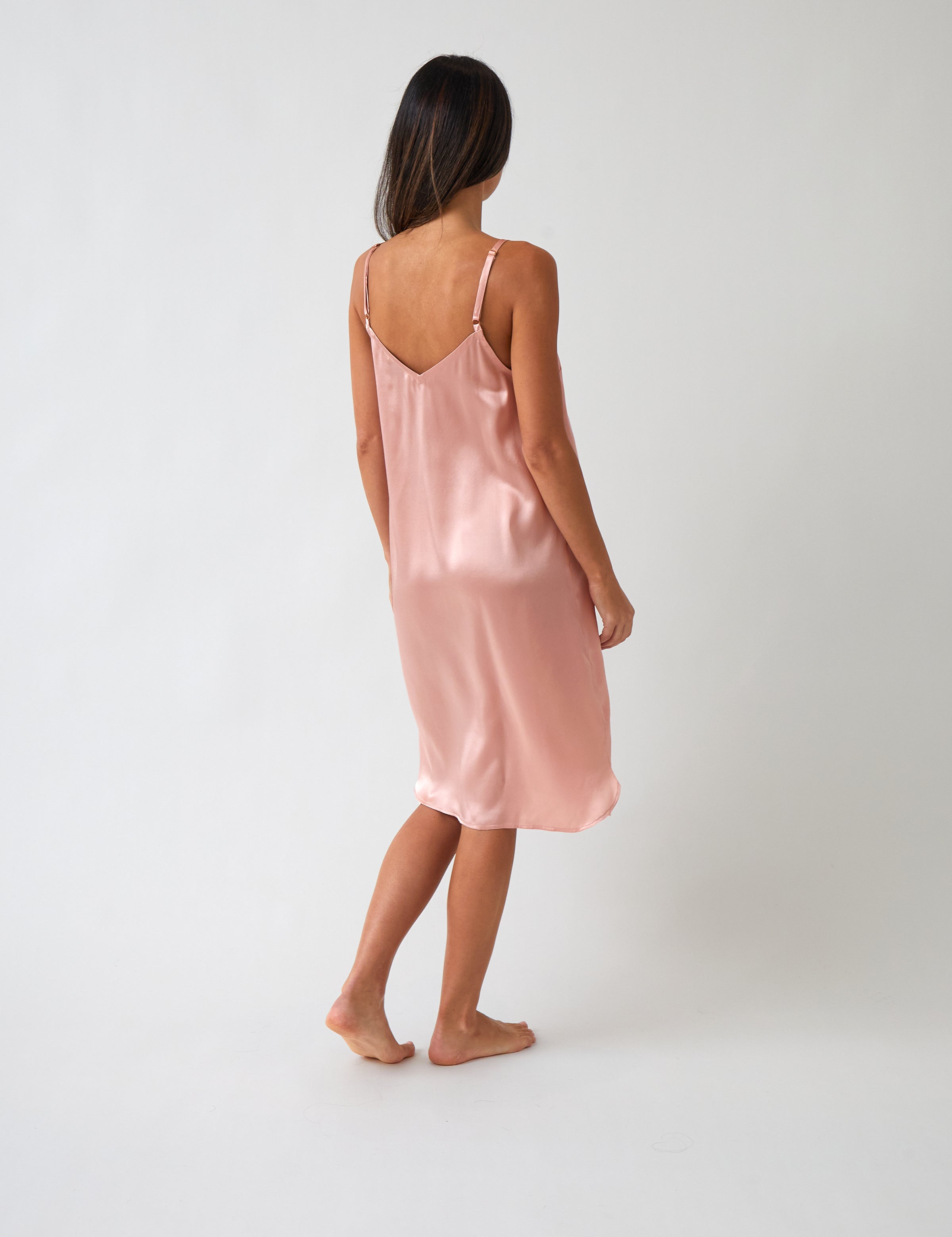Silk Midi Nightie | Blush-4