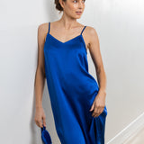 Silk Midi Nightie | Royal Blue-3