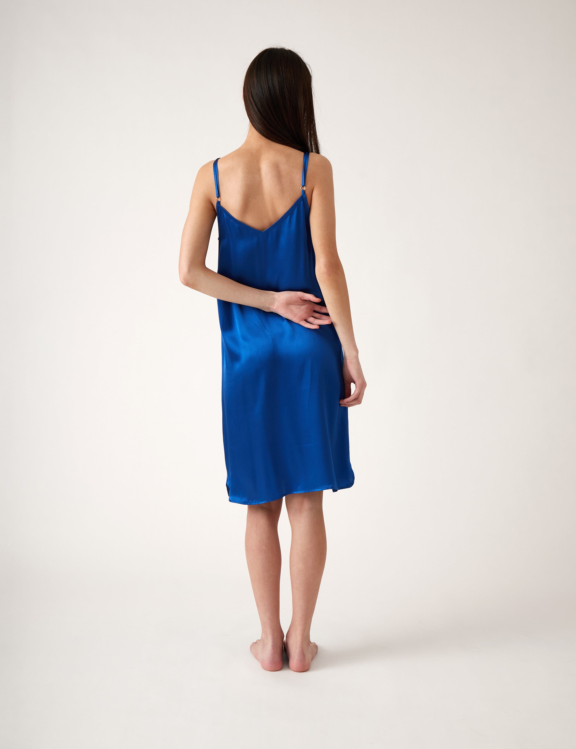 Silk Midi Nightie | Royal Blue-4