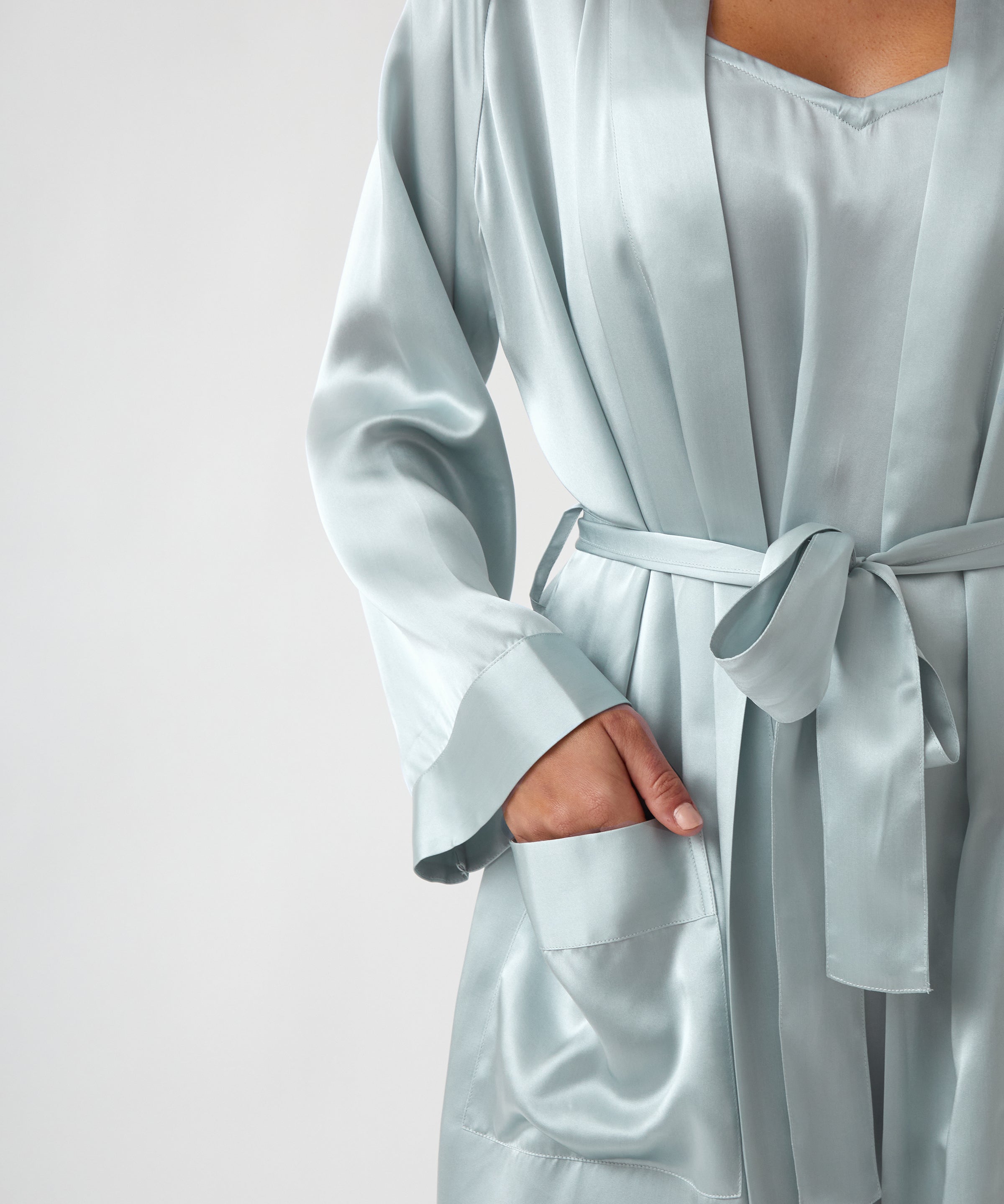 Silk Midi Robe | Sky Blue-2