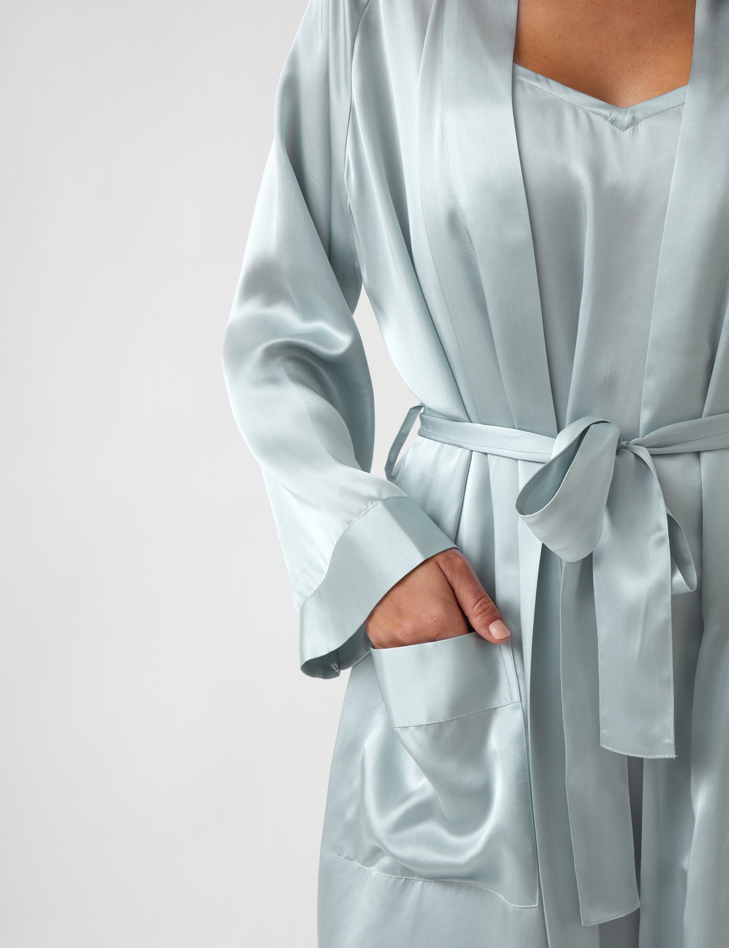 Silk Midi Robe | Sky Blue-2
