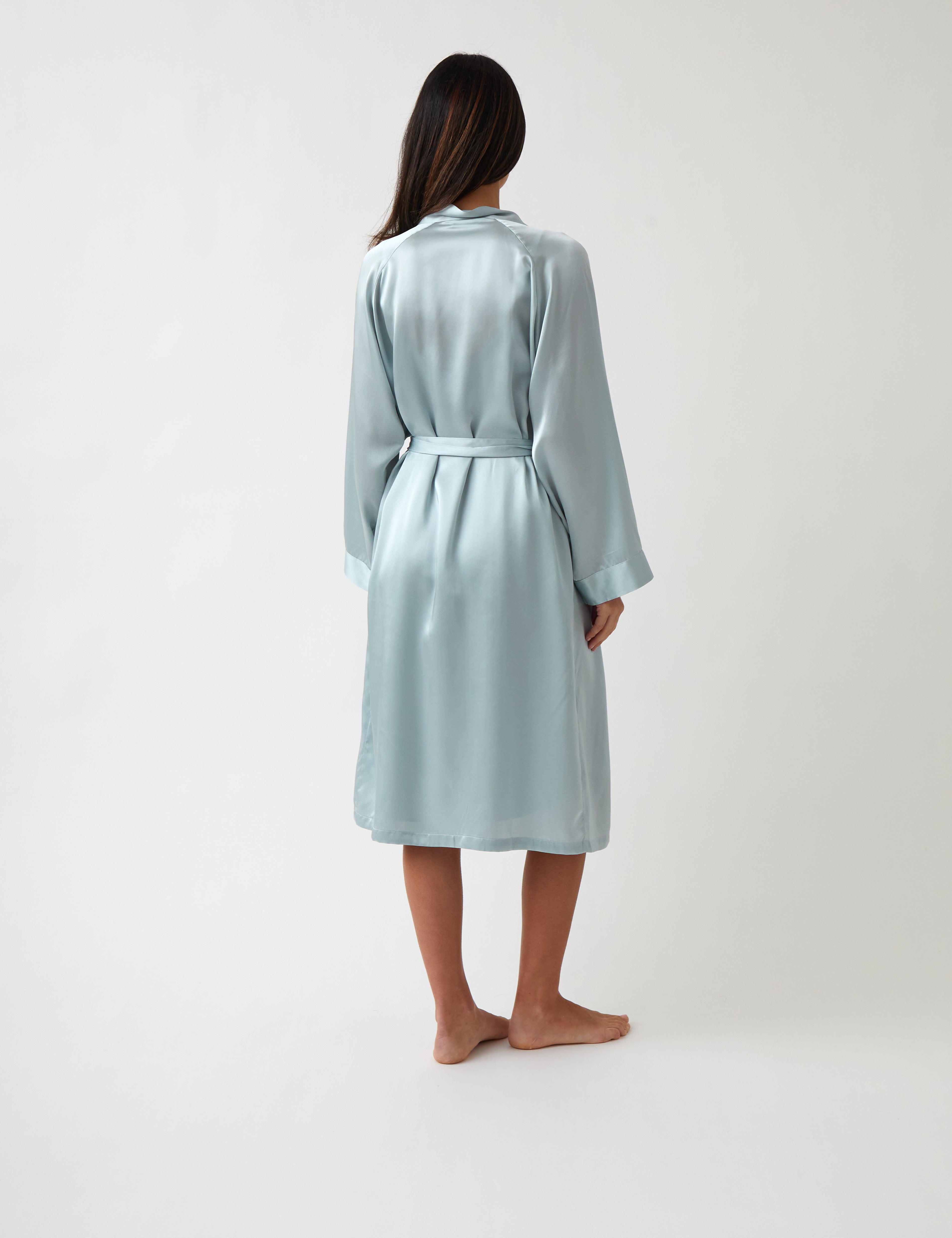 Silk Midi Robe | Sky Blue-3