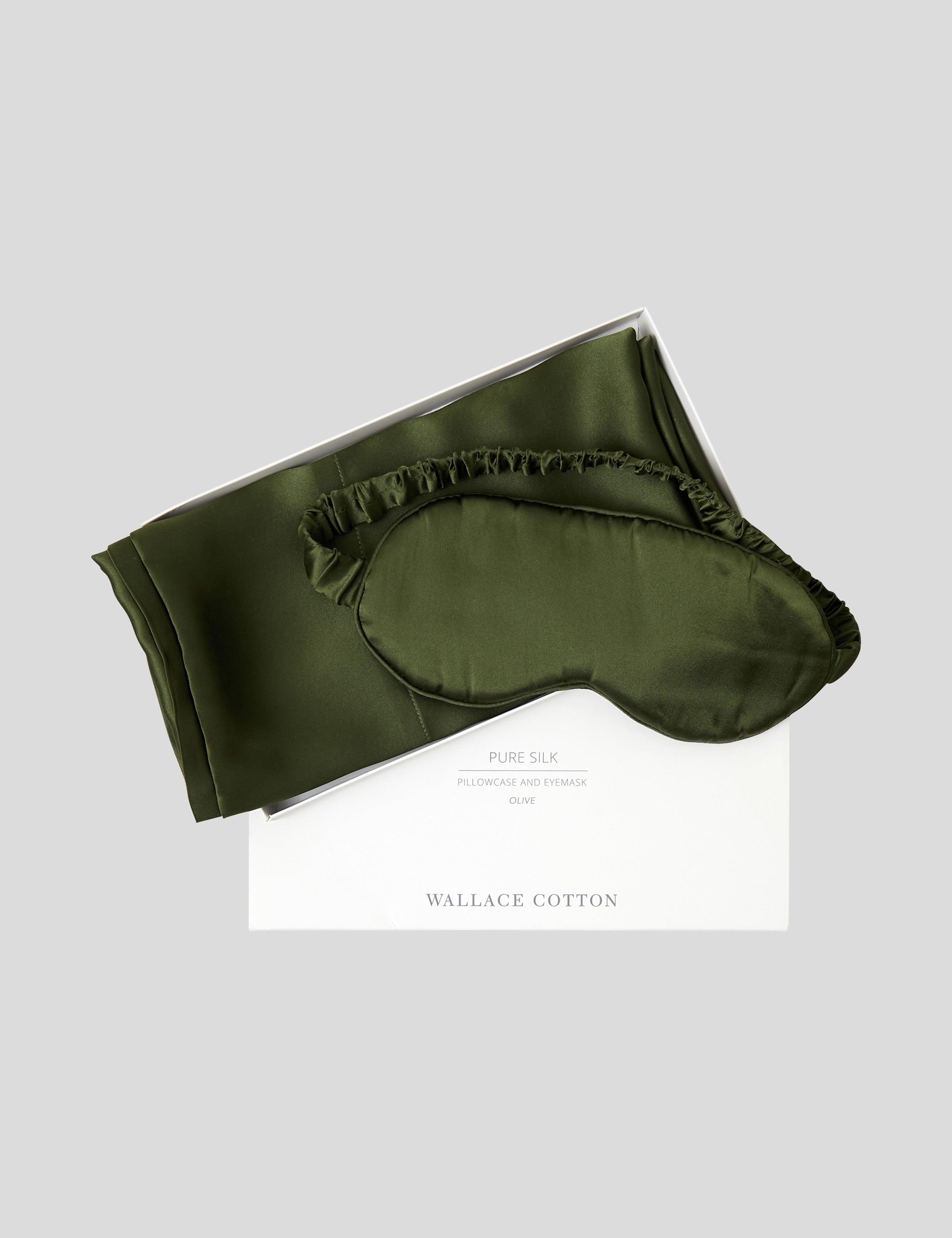 Silk Pillowcase & Eye Mask Gift Box Set | Olive-2