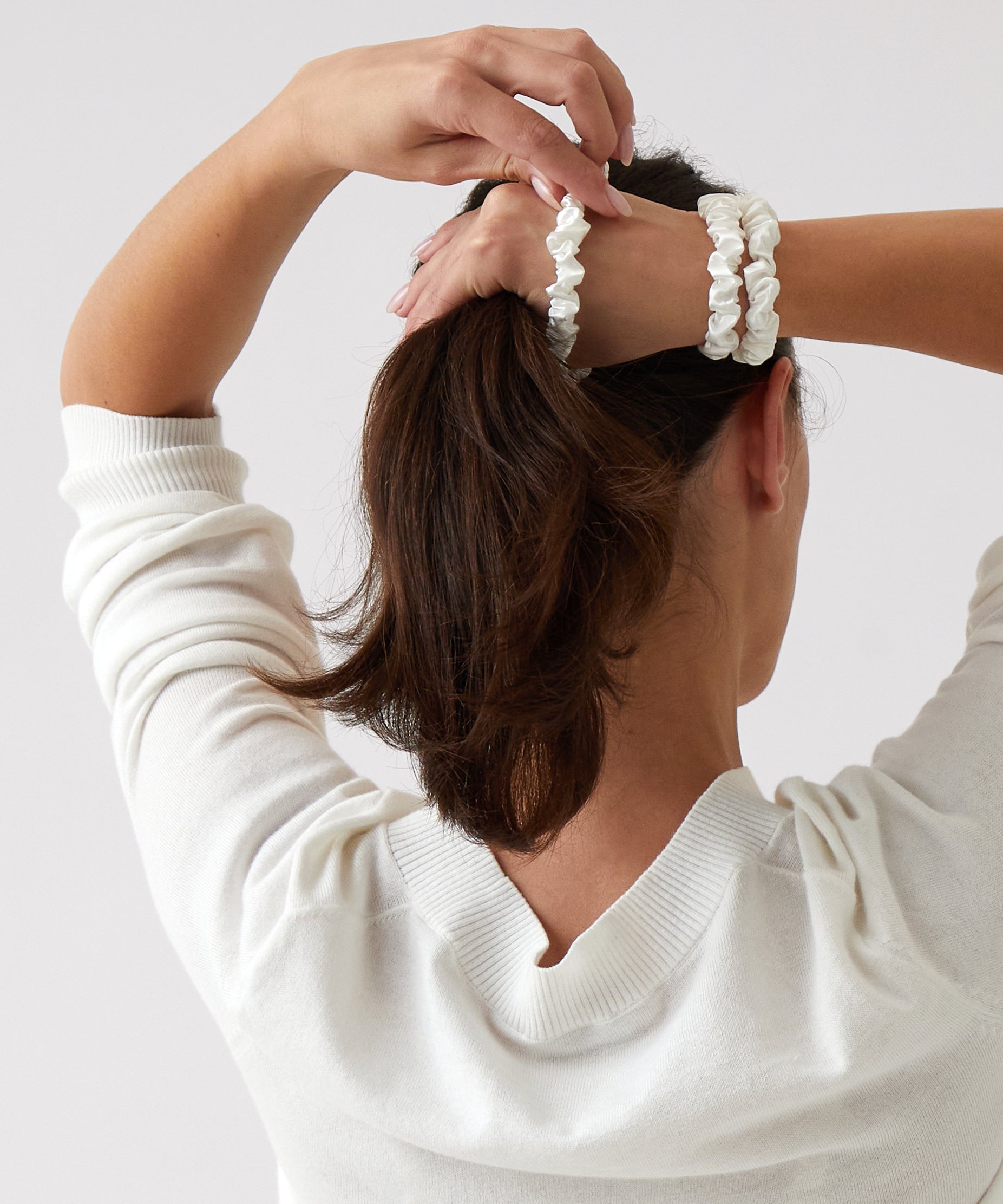 Silk Scrunchie Set of 3 | White-1