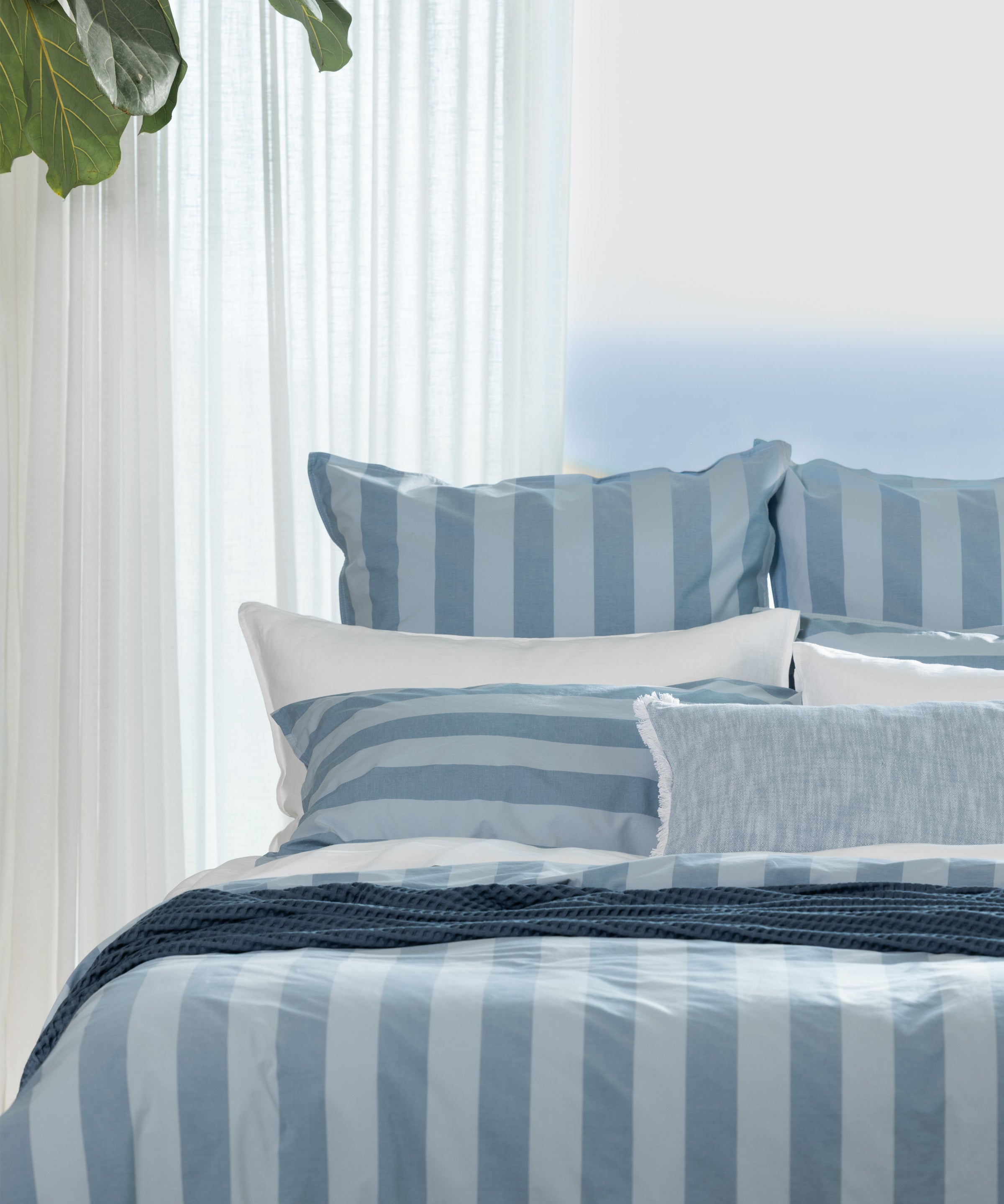 Tidal European Pillowcase | Blue Stripe-2