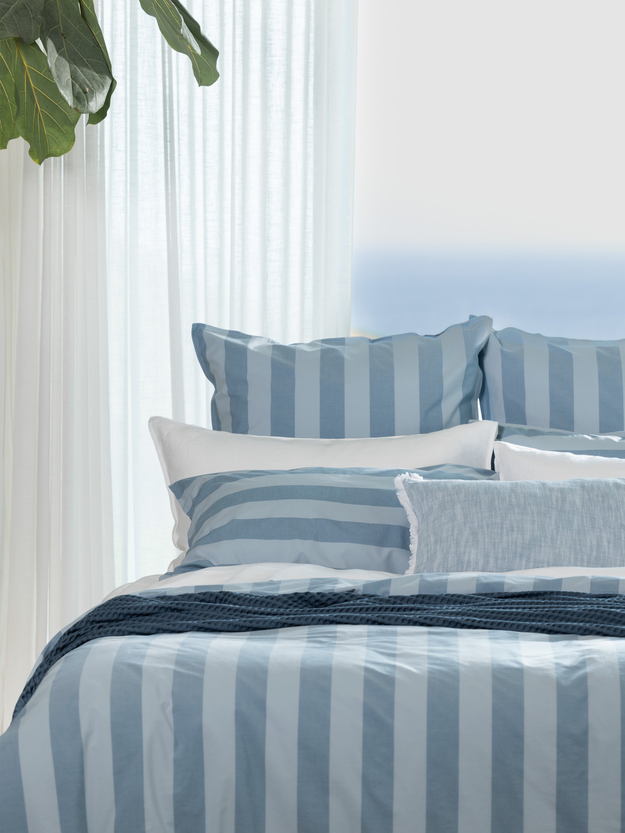 Tidal European Pillowcase | Blue Stripe-2