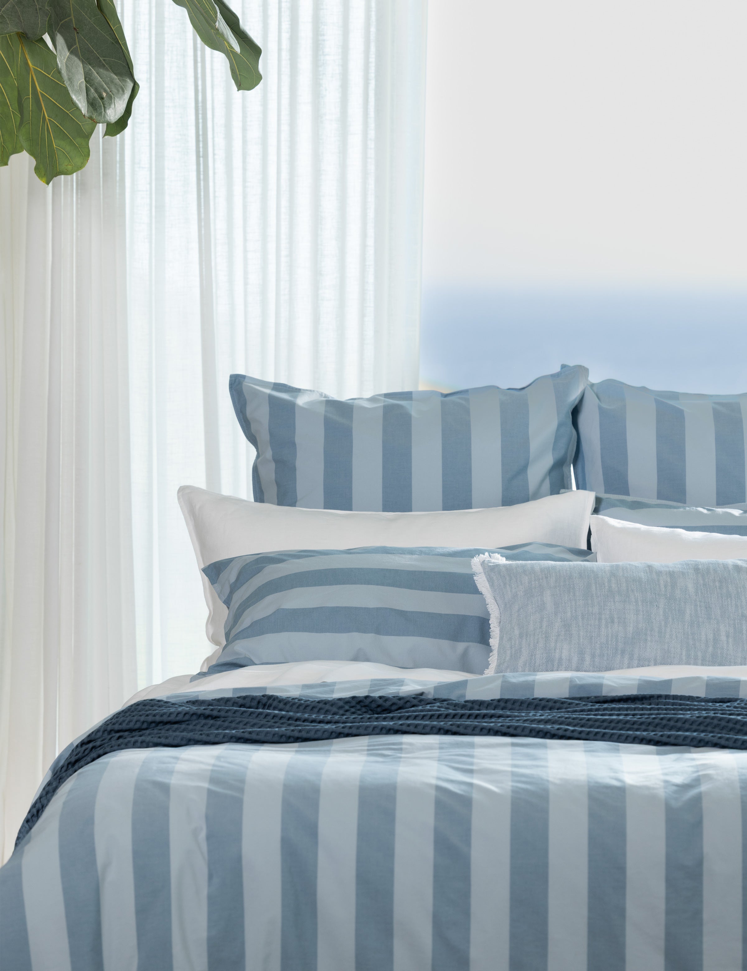 Tidal Standard Pillowcase Set | Blue Stripe-2