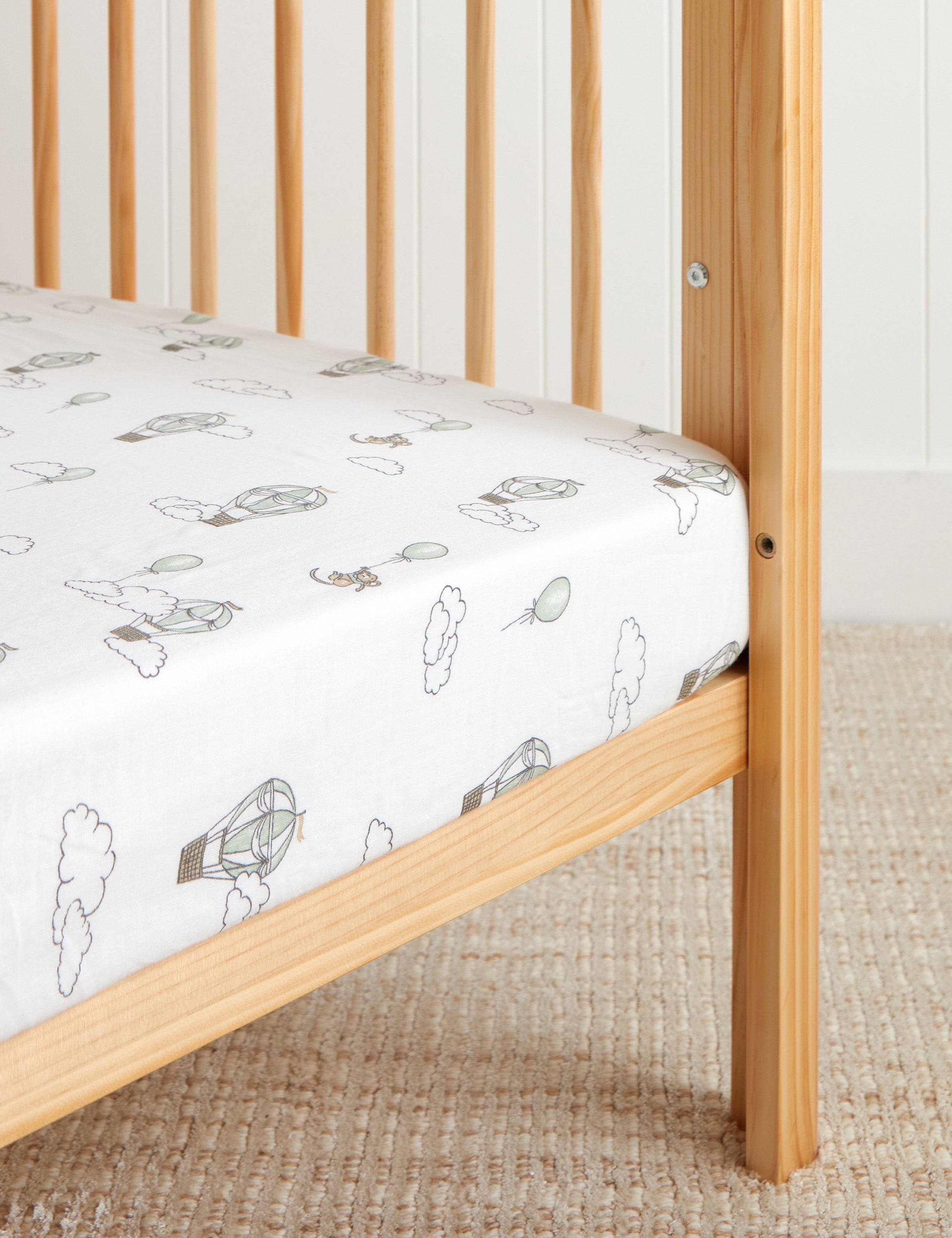Up & Away Balloon Muslin Cot Fitted Sheet | Multi-1