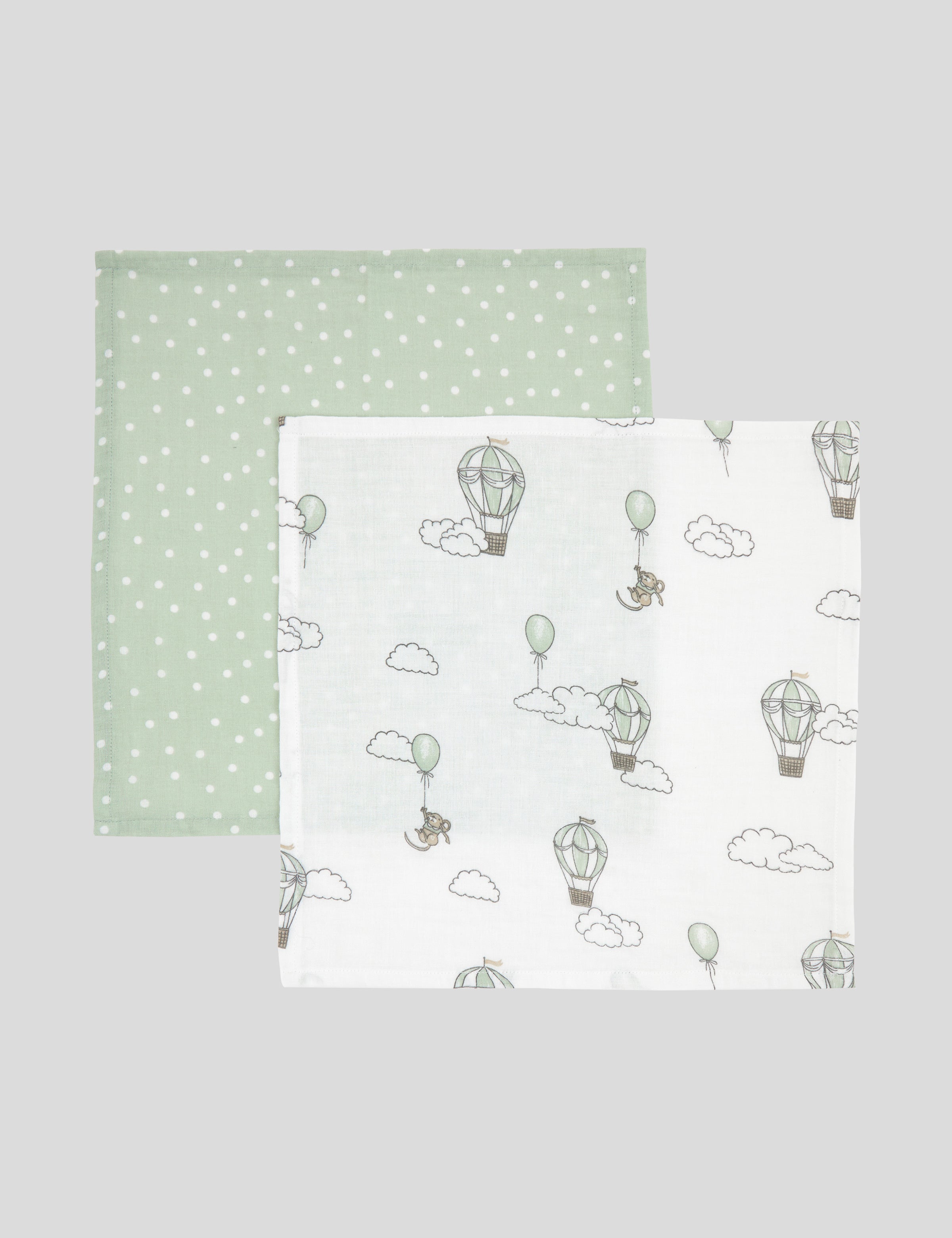 Up & Away Muslin Washcloths Set of 2 | Multi-3