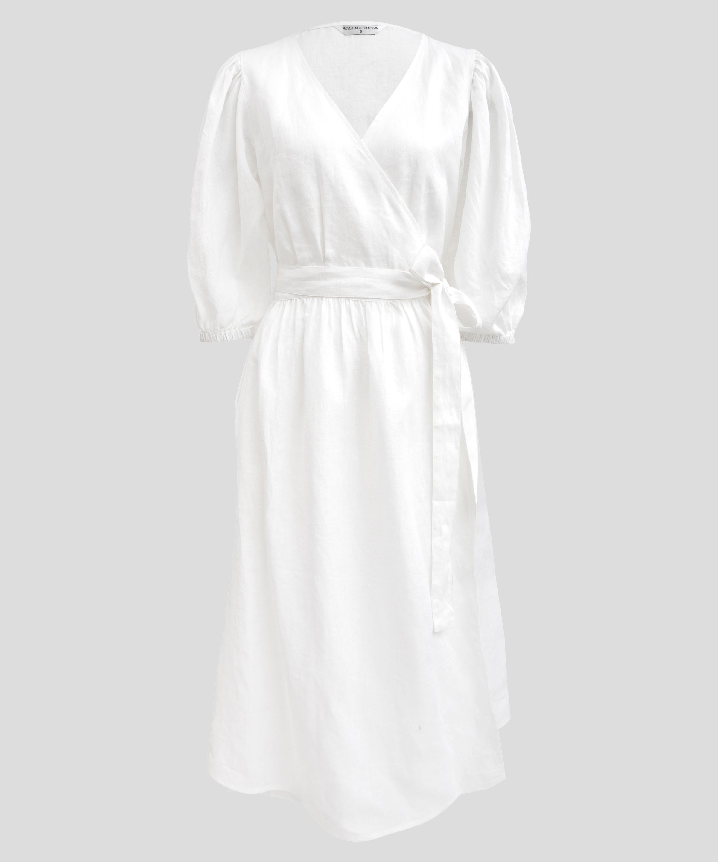 Voyager Linen Wrap Dress | White-2