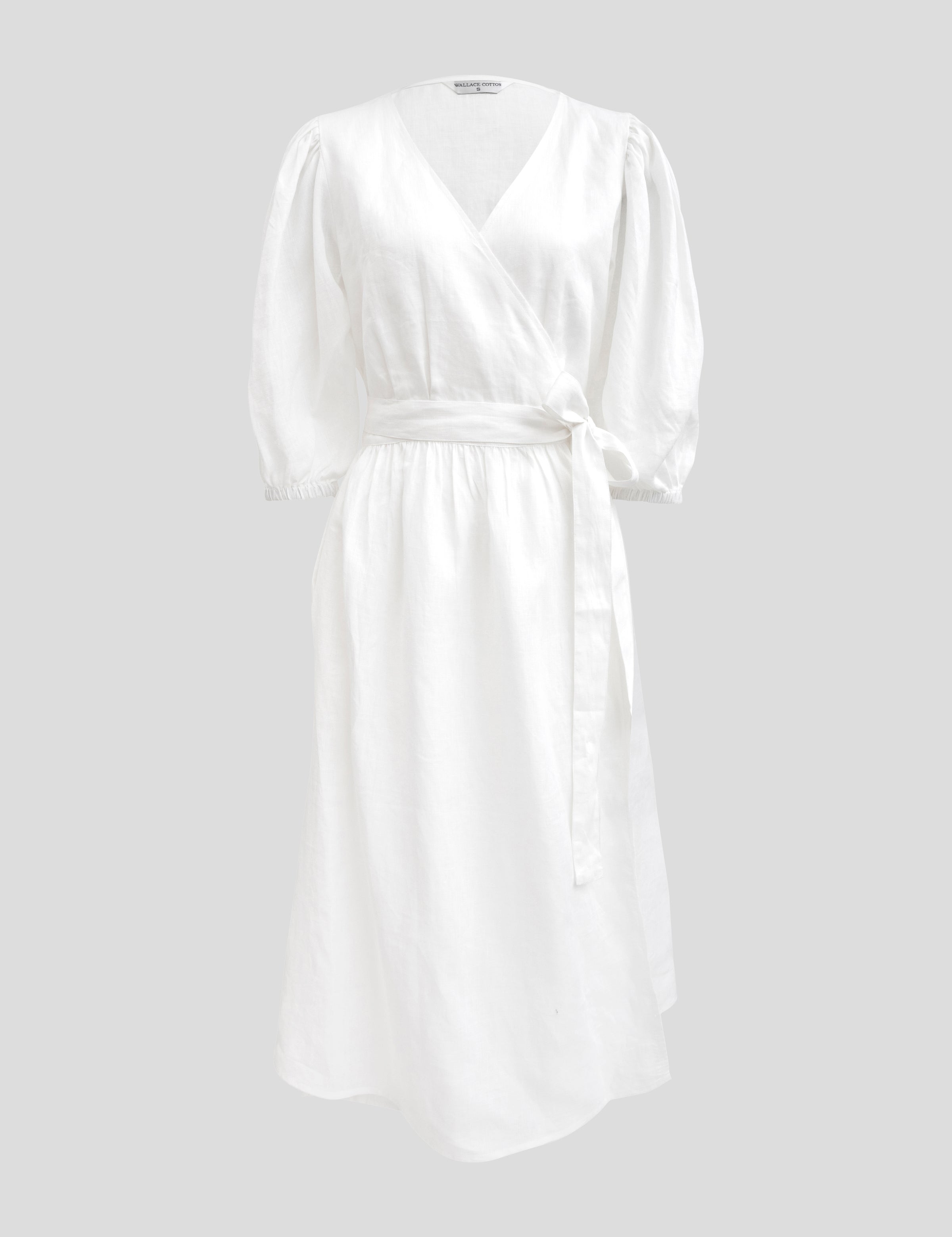 Voyager Linen Wrap Dress | White-2