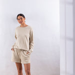 Weekend Cotton Knit Lounge Shorts | Oat-5