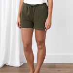 Weekend Cotton Knit Lounge Shorts | Olive-1