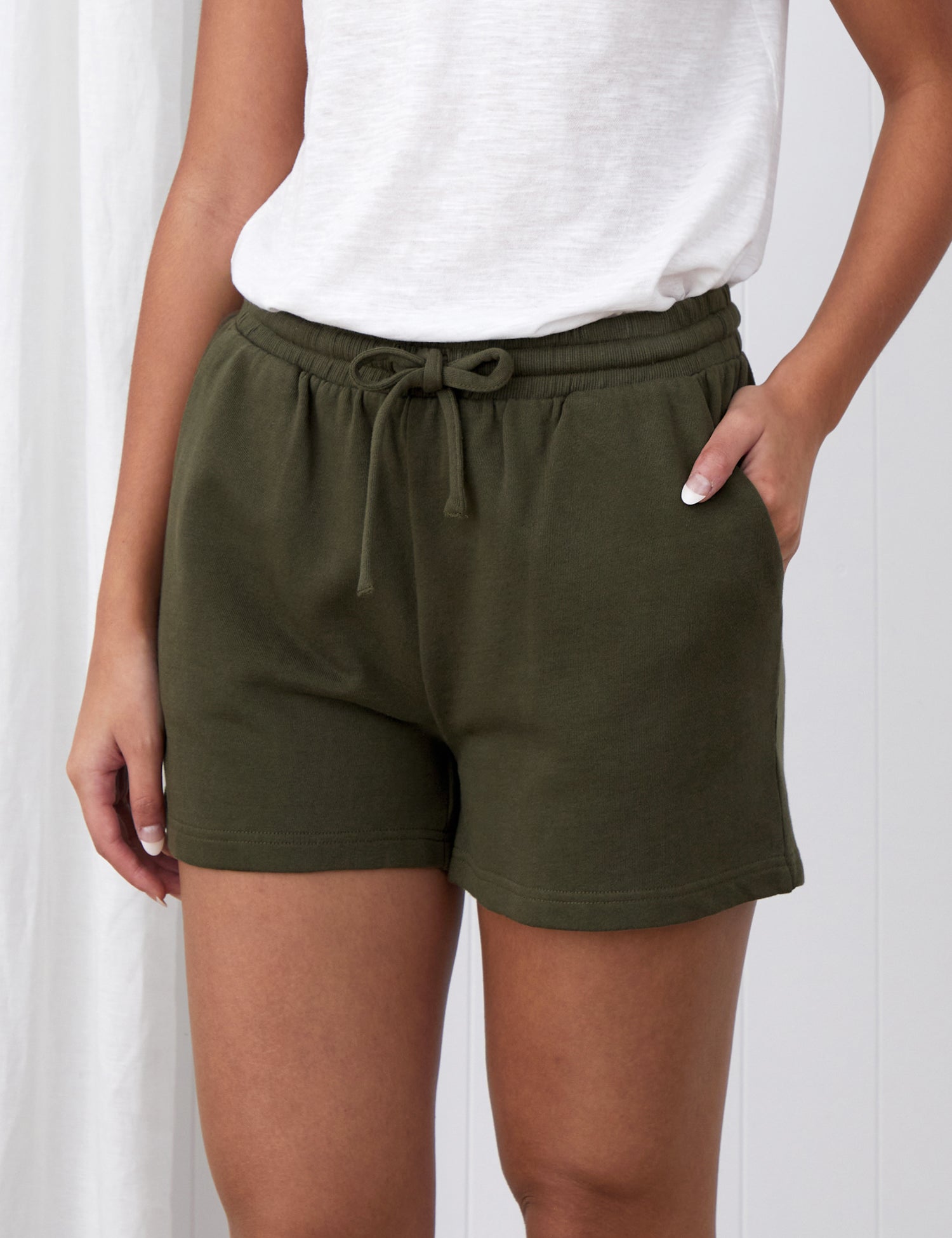 Weekend Cotton Knit Lounge Shorts | Olive-3