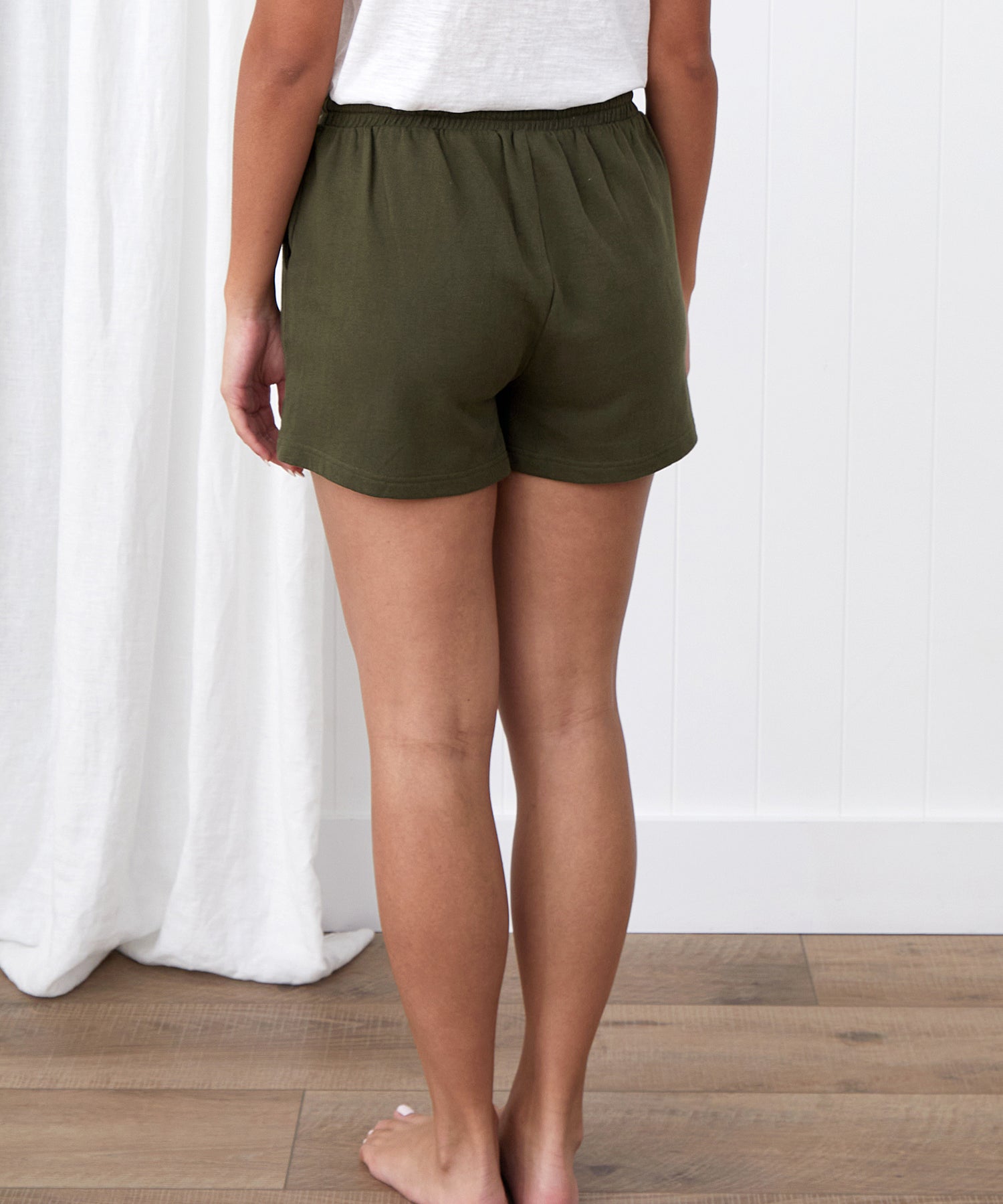 Weekend Cotton Knit Lounge Shorts | Olive-4