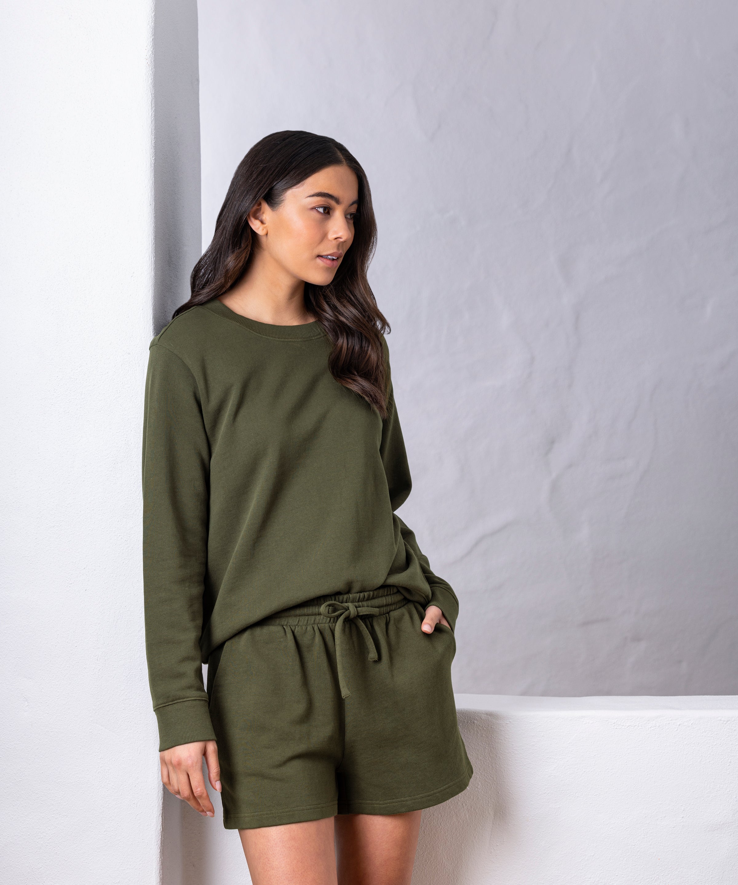 Weekend Cotton Knit Lounge Shorts | Olive-5