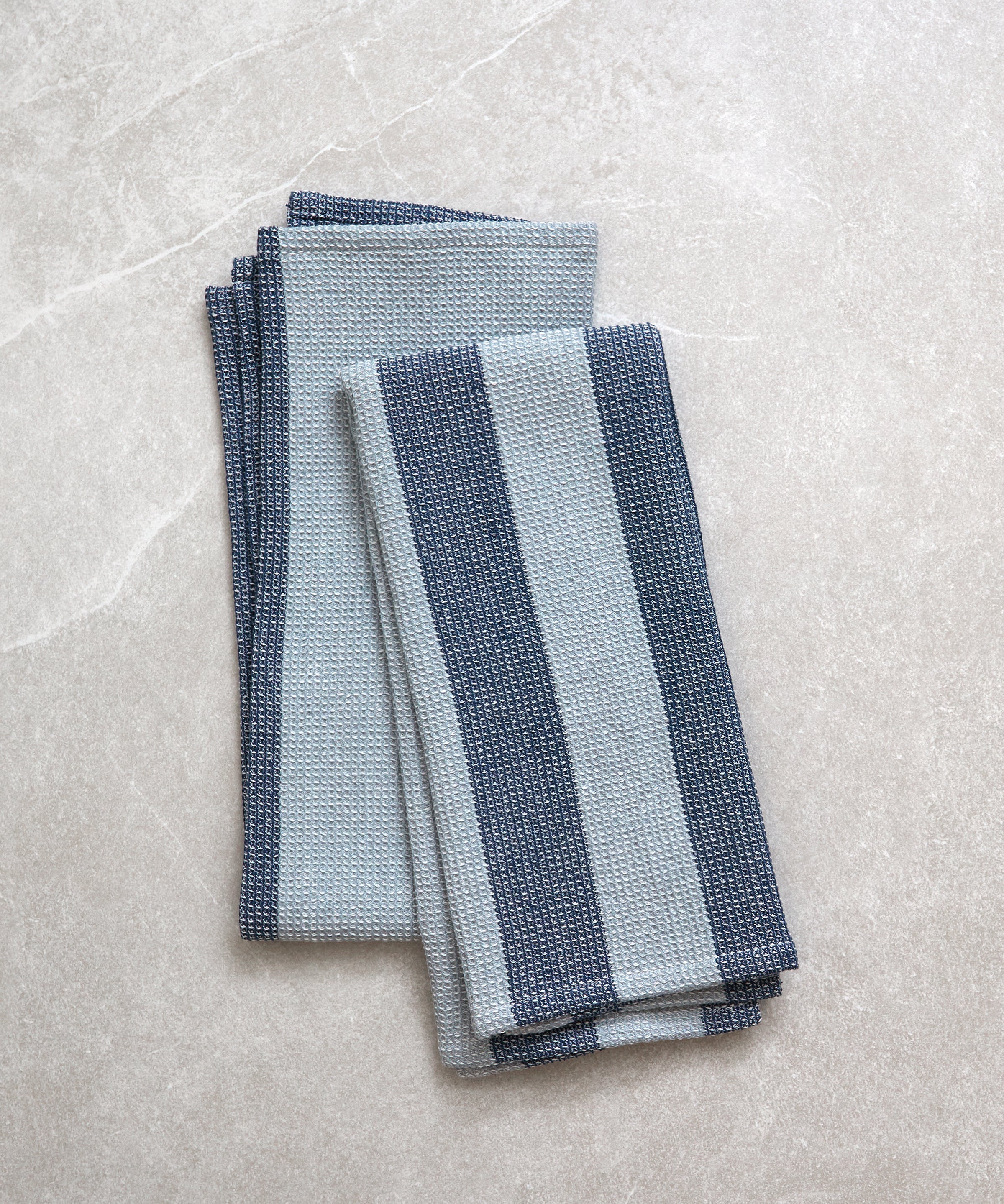 Wilson Waffle Tea Towel Set of 2 | Blue Stripe-1