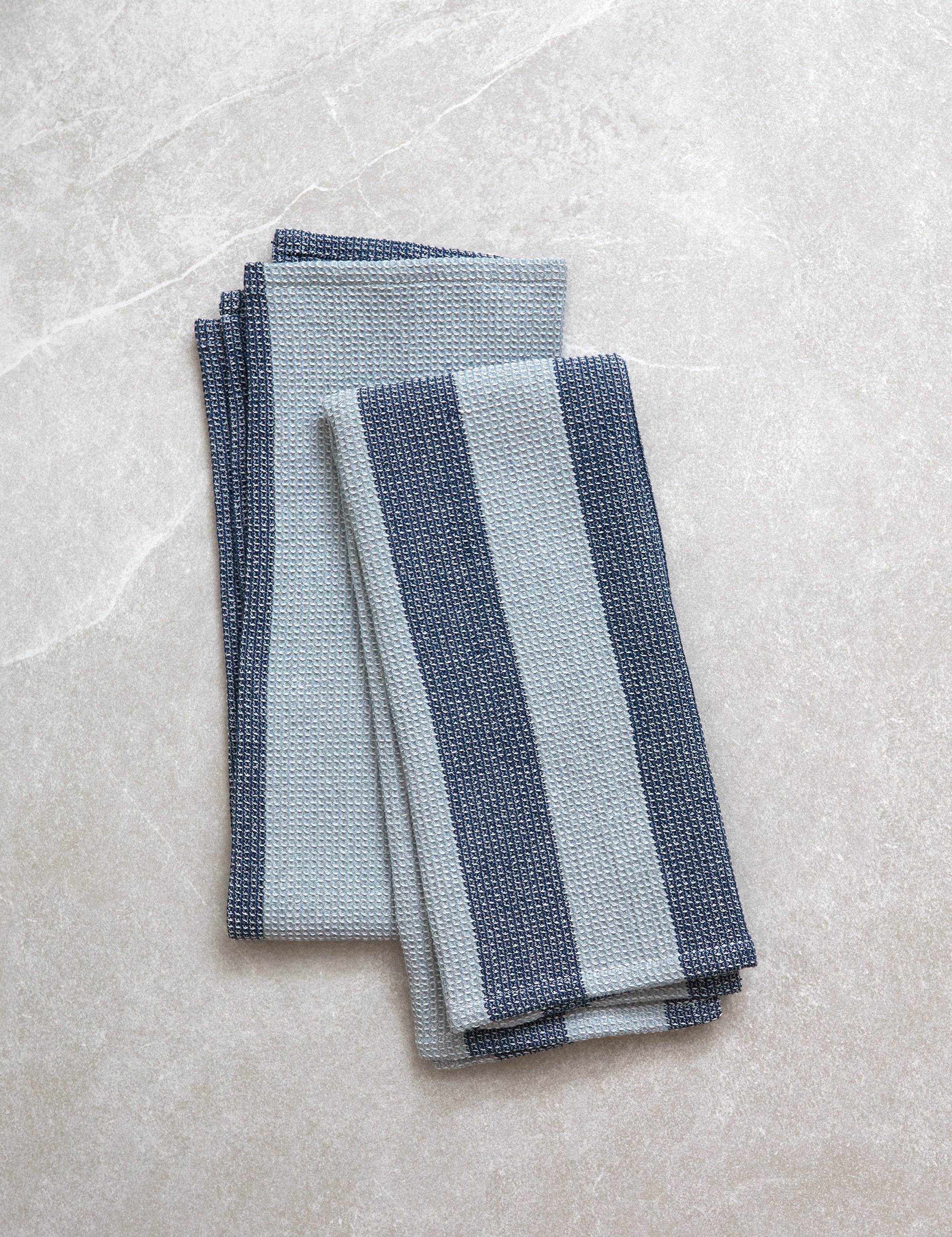Wilson Waffle Tea Towel Set of 2 | Blue Stripe-1