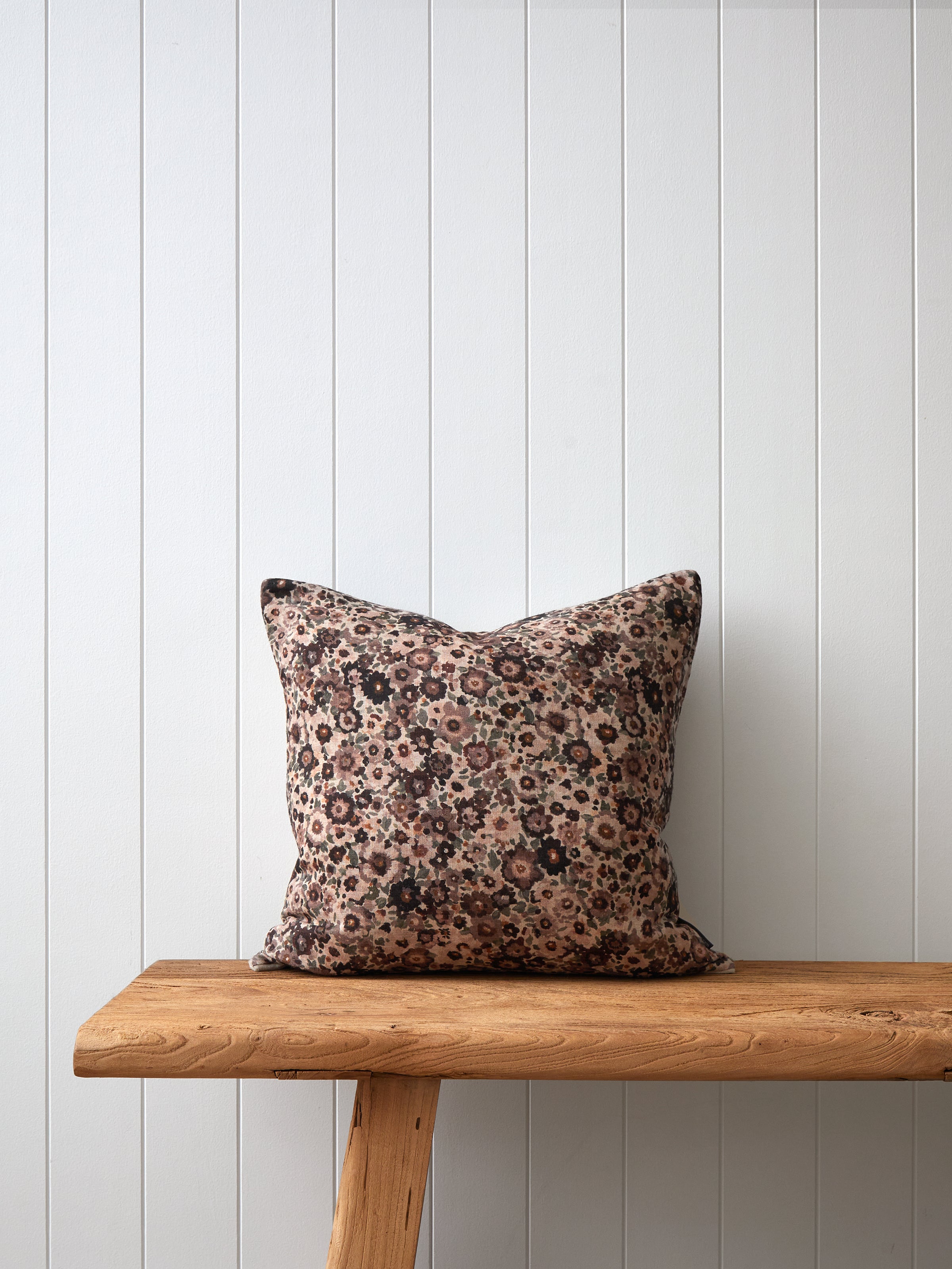 Zinnia Square Cushion Cover | Merlot Floral-1