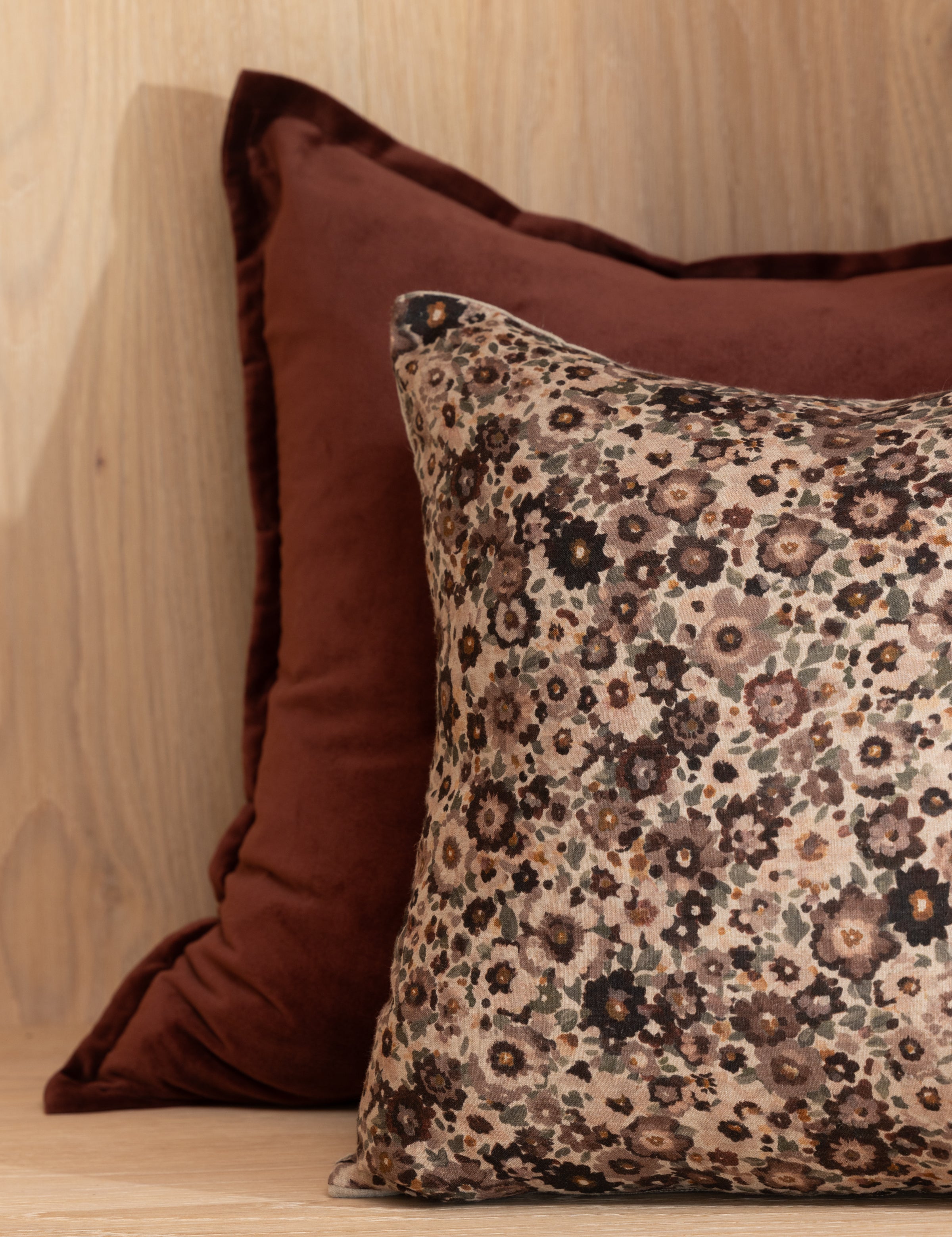 Zinnia Square Cushion Cover | Merlot Floral-2