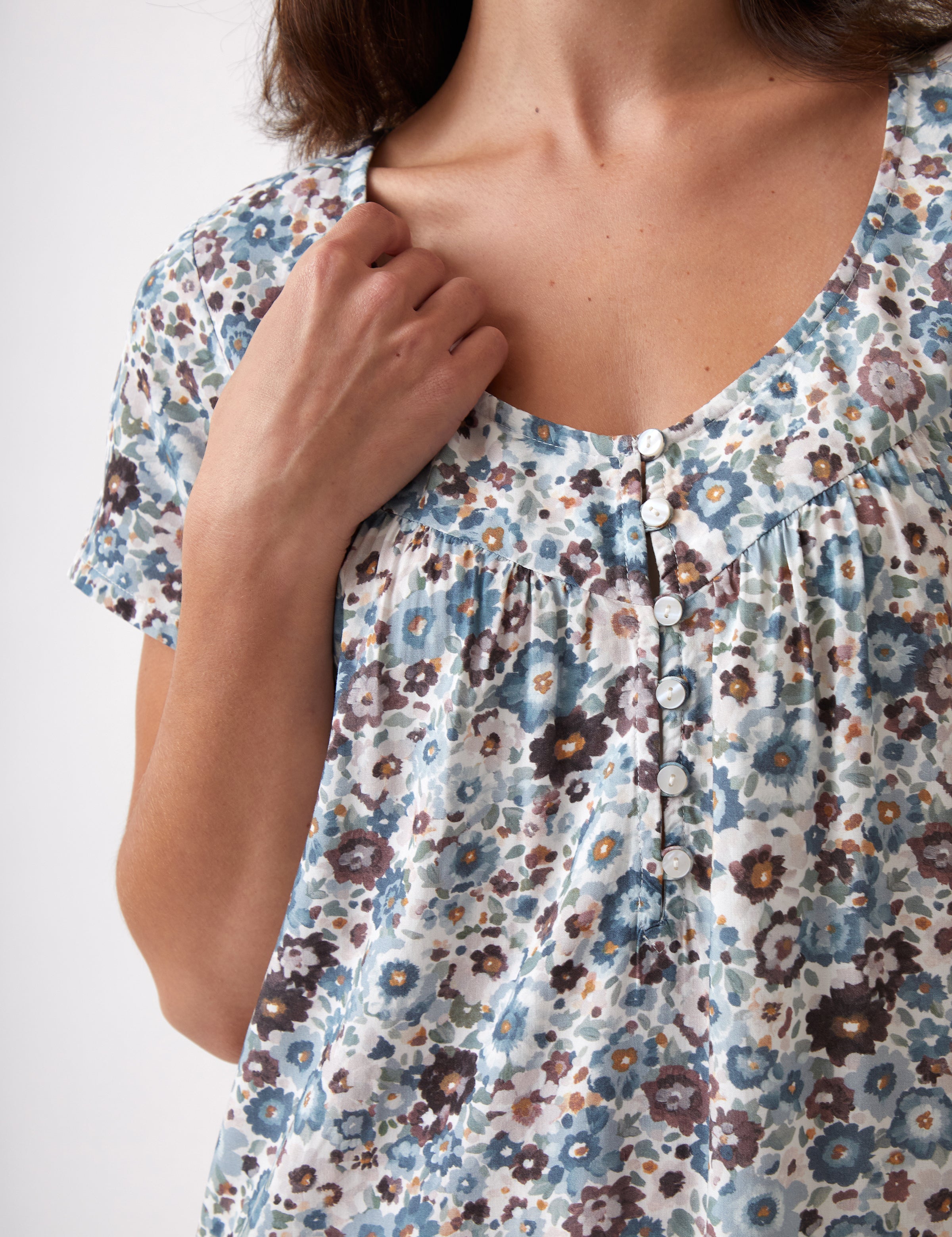 Zoe Full Length Short Sleeve Nightie | Floral-2